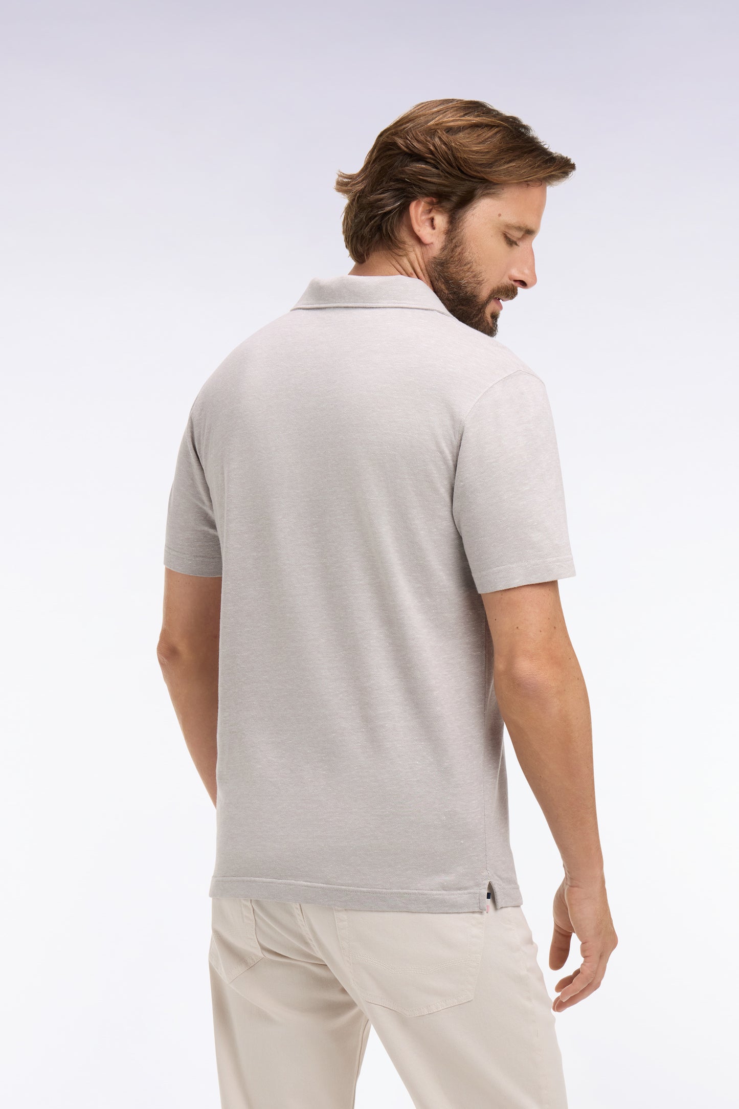 Polo à manches courtes en Oxford gris coupe regular
