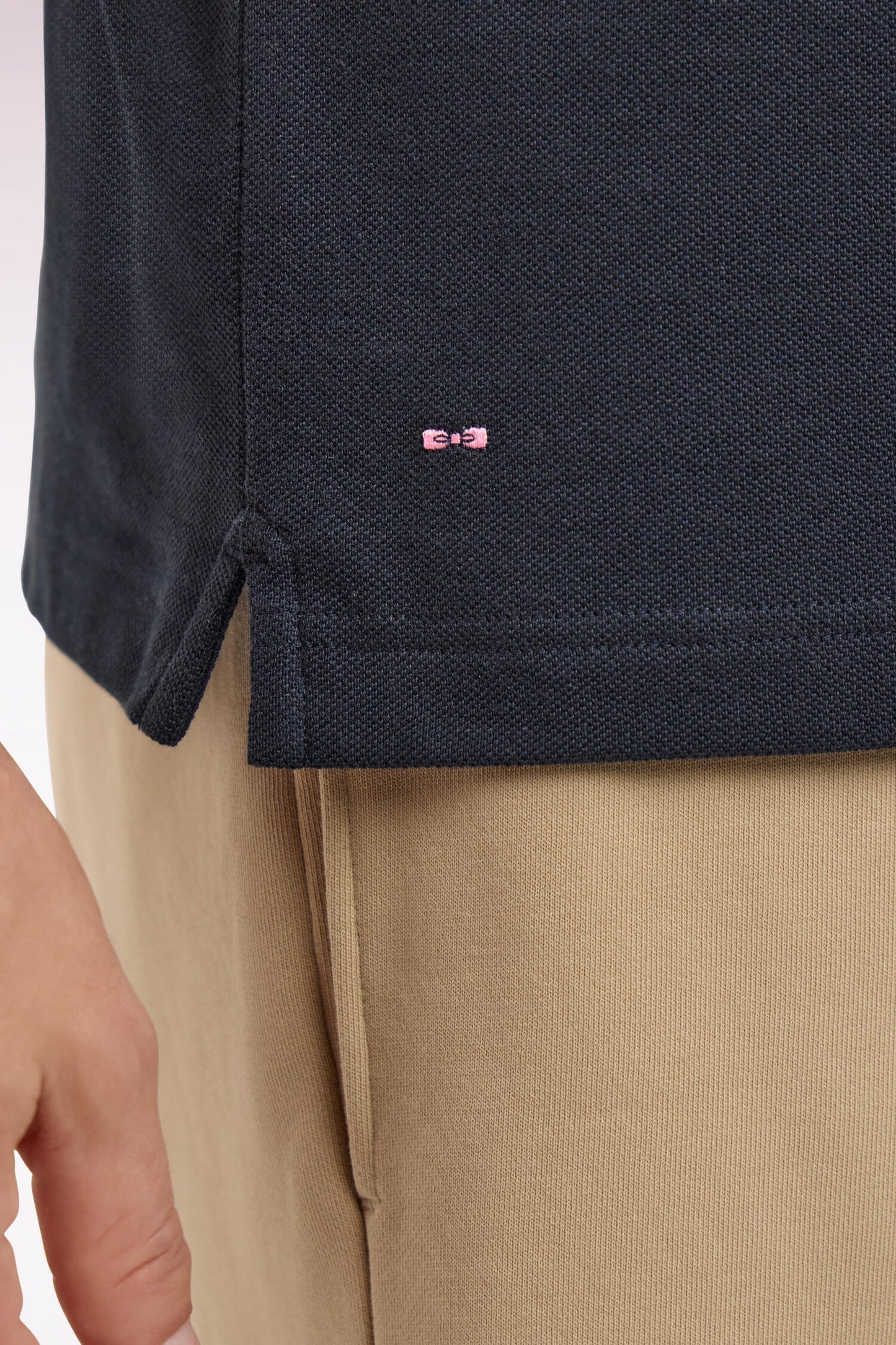 Polo à manches courtes en piqué coton marine écusson EP