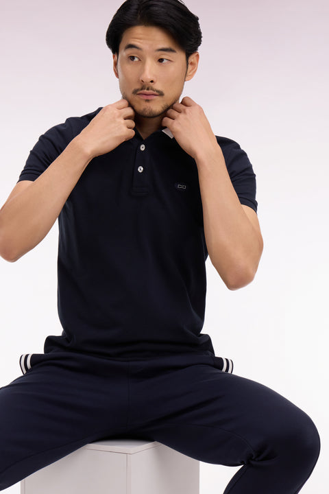 Polo à manches courtes en piqué coton marine coupe regular - Image 1