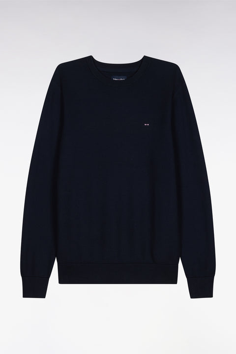Pull col rond en coton marine - Image 2