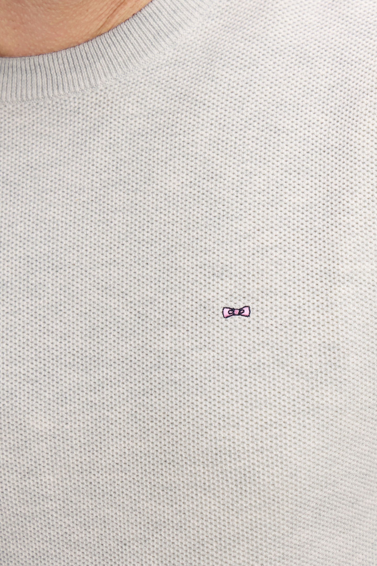 Pull col rond en coton gris clair