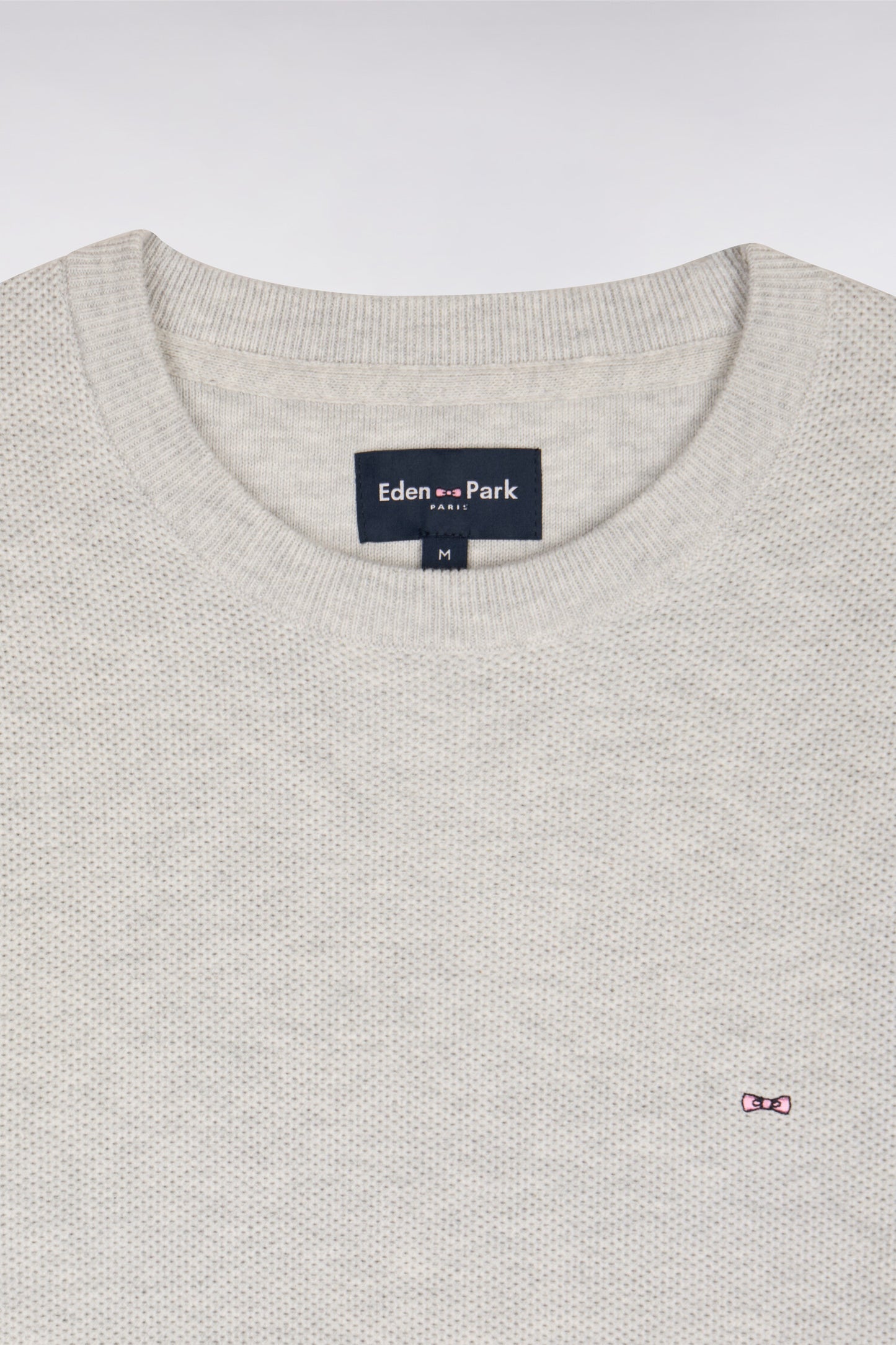 Pull col rond en coton gris clair