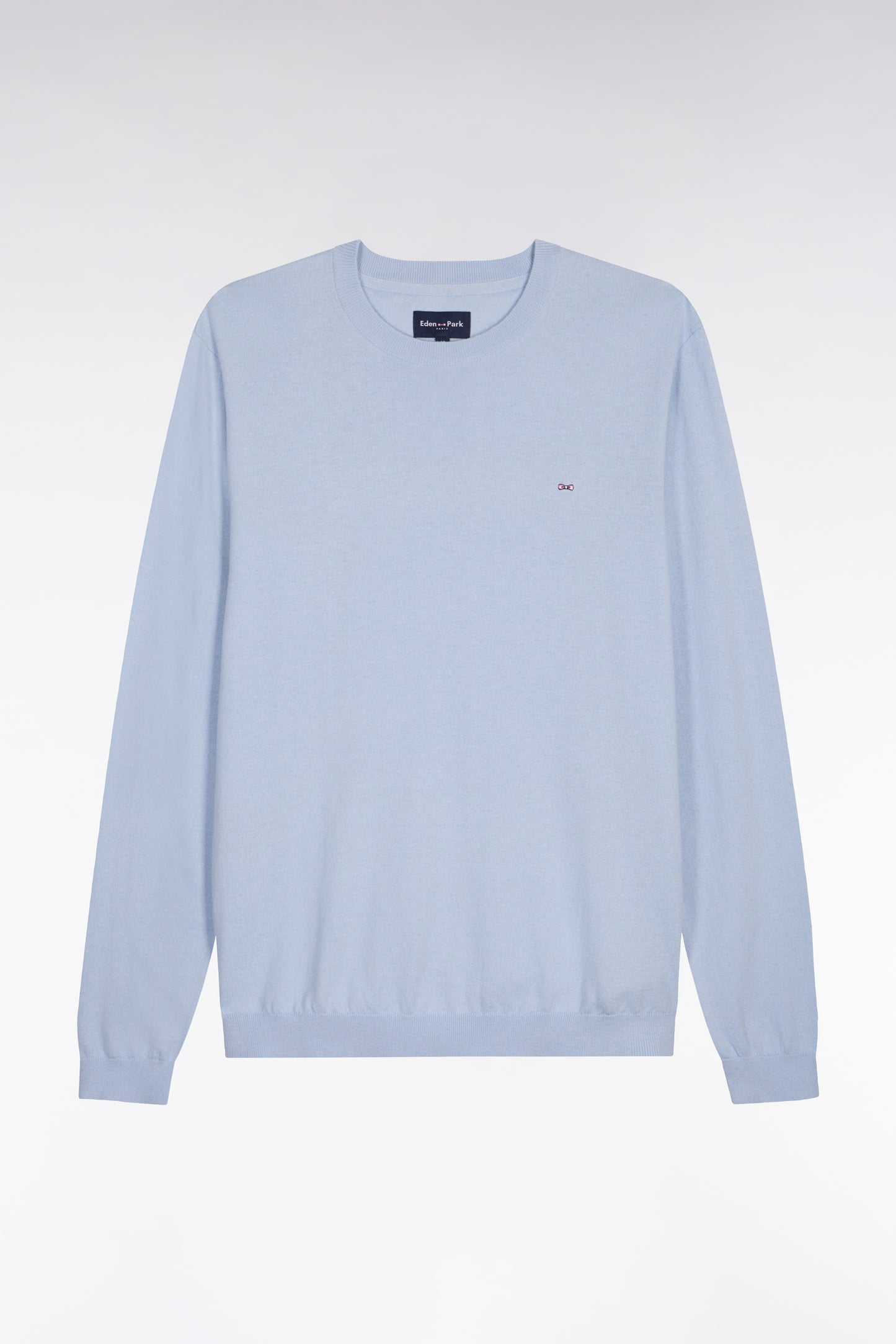 Pull col rond en coton et soie mélangés ciel