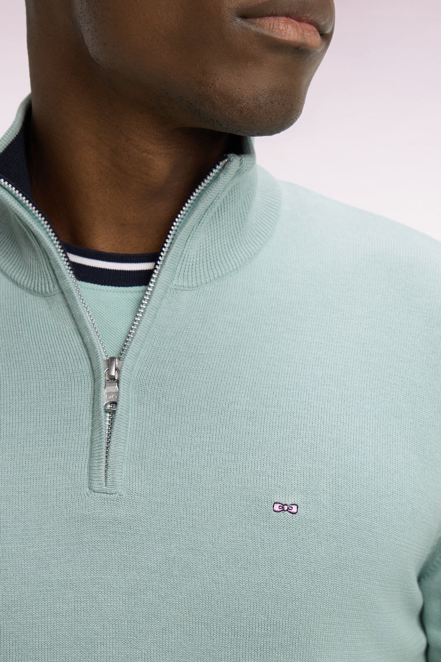 Pull col camionneur en coton vert d'eau