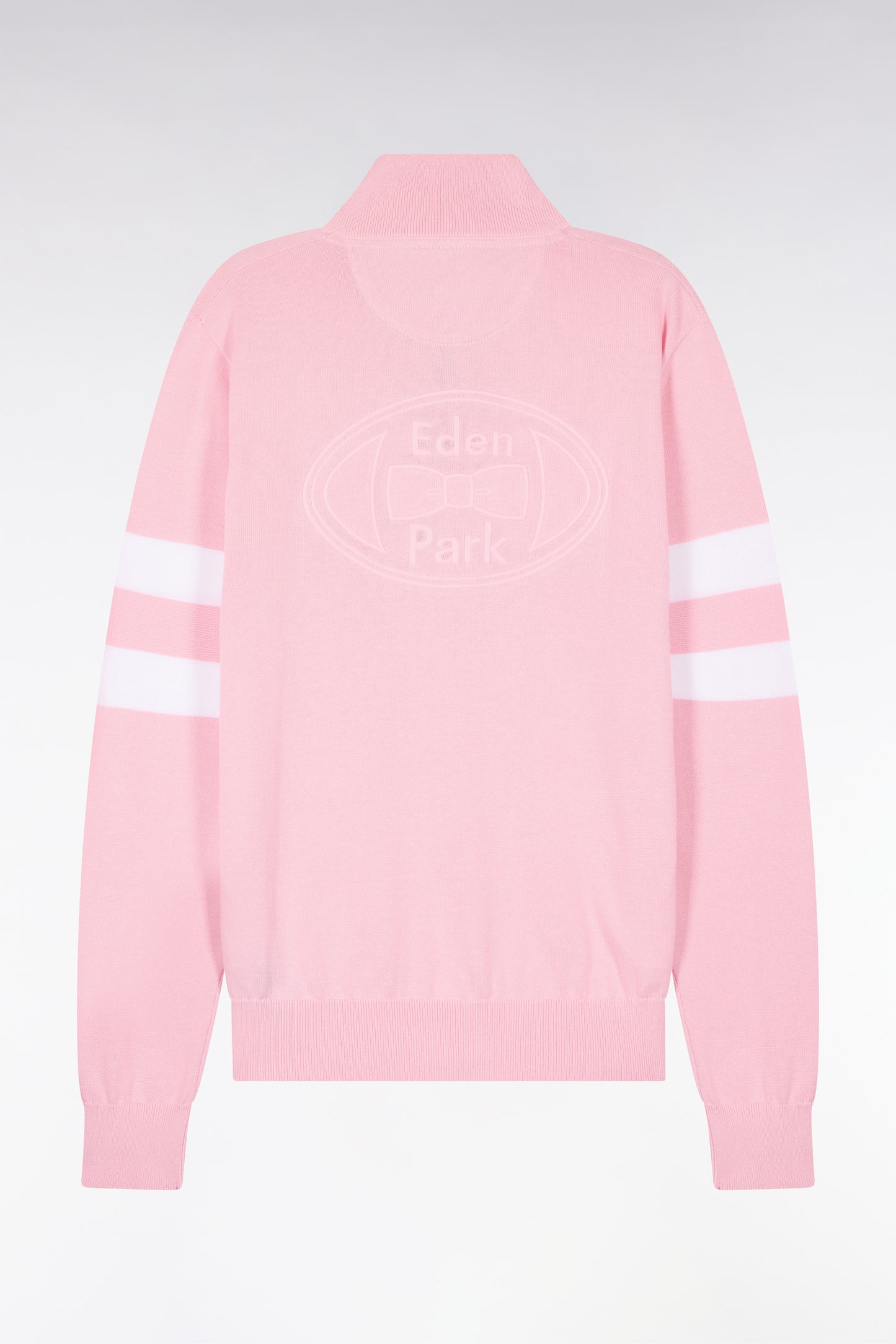 Pull col maillot en coton rose à double rayures manches