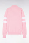 Pull col maillot en coton rose à double rayures manches