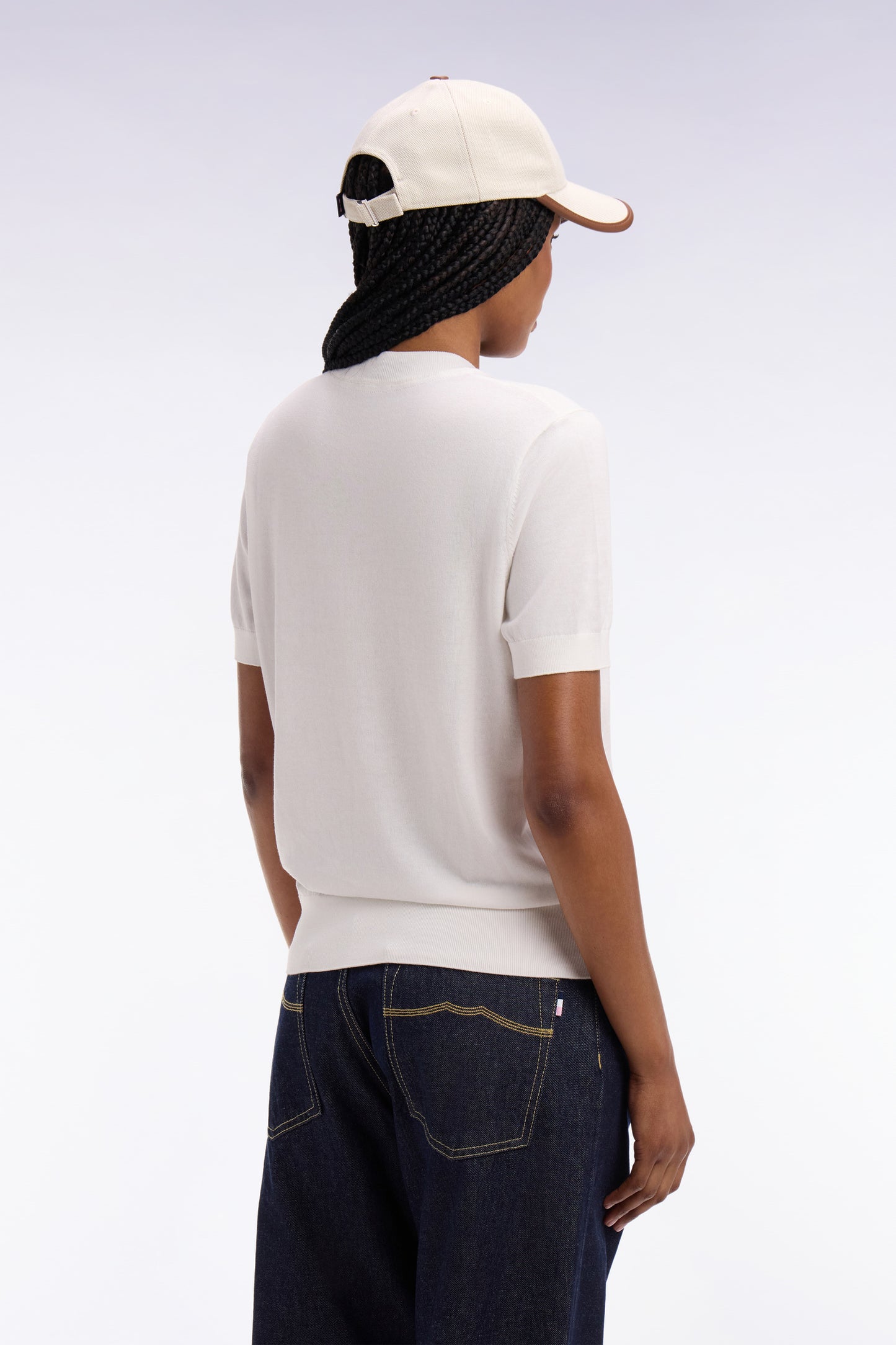 Pull à manches courtes blanc coupe regular