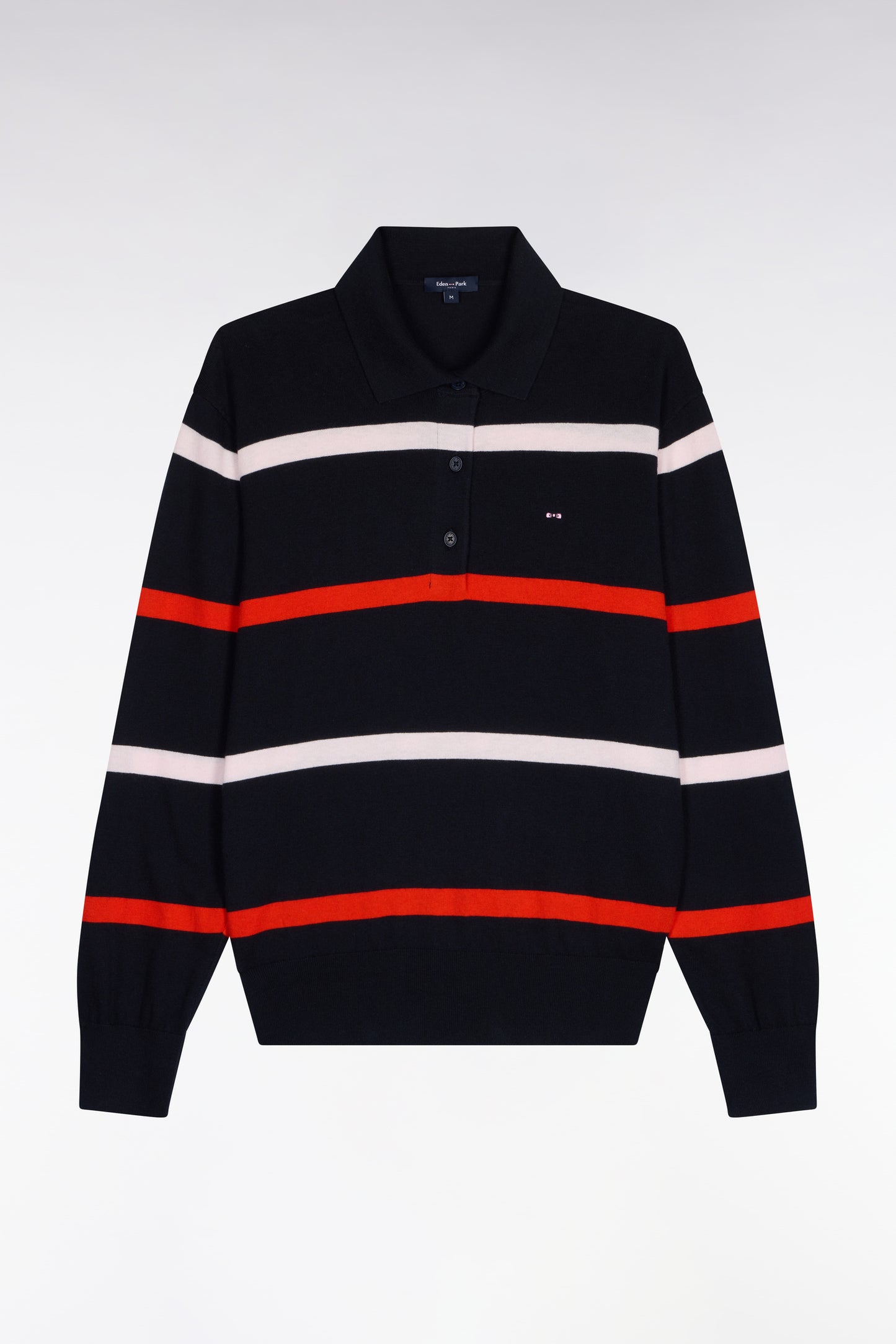 Pull maillot rayé en coton et soie mélangés marine