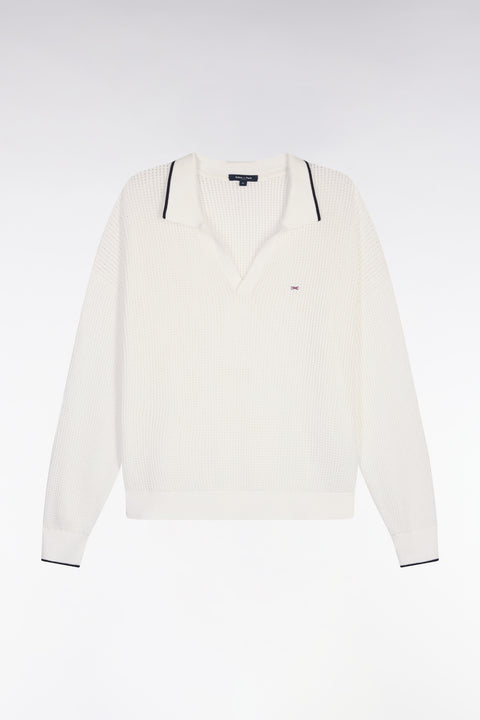 Pull col polo en coton blanc - Image 2