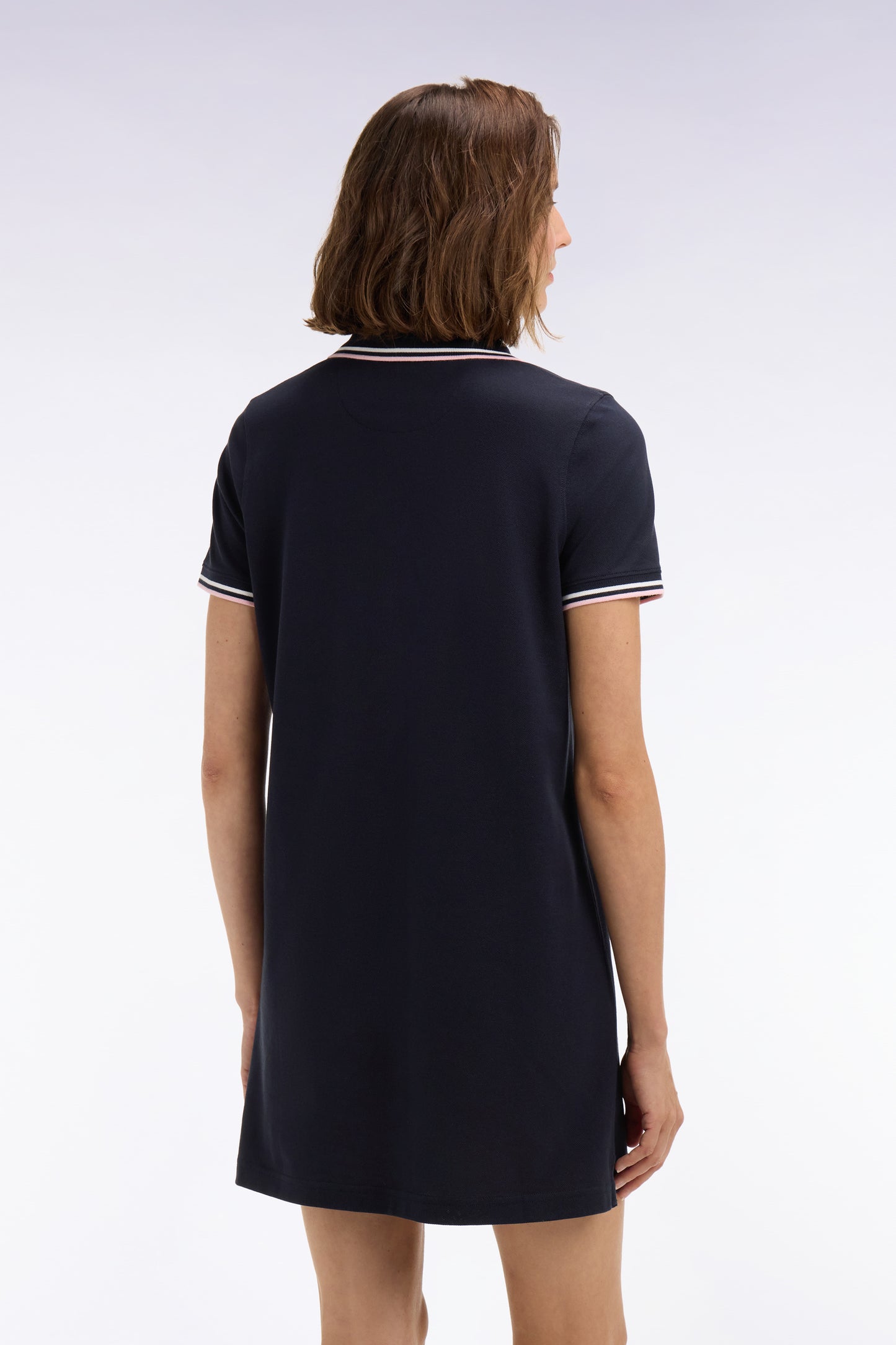 Robe polo en coton marine coupe droite