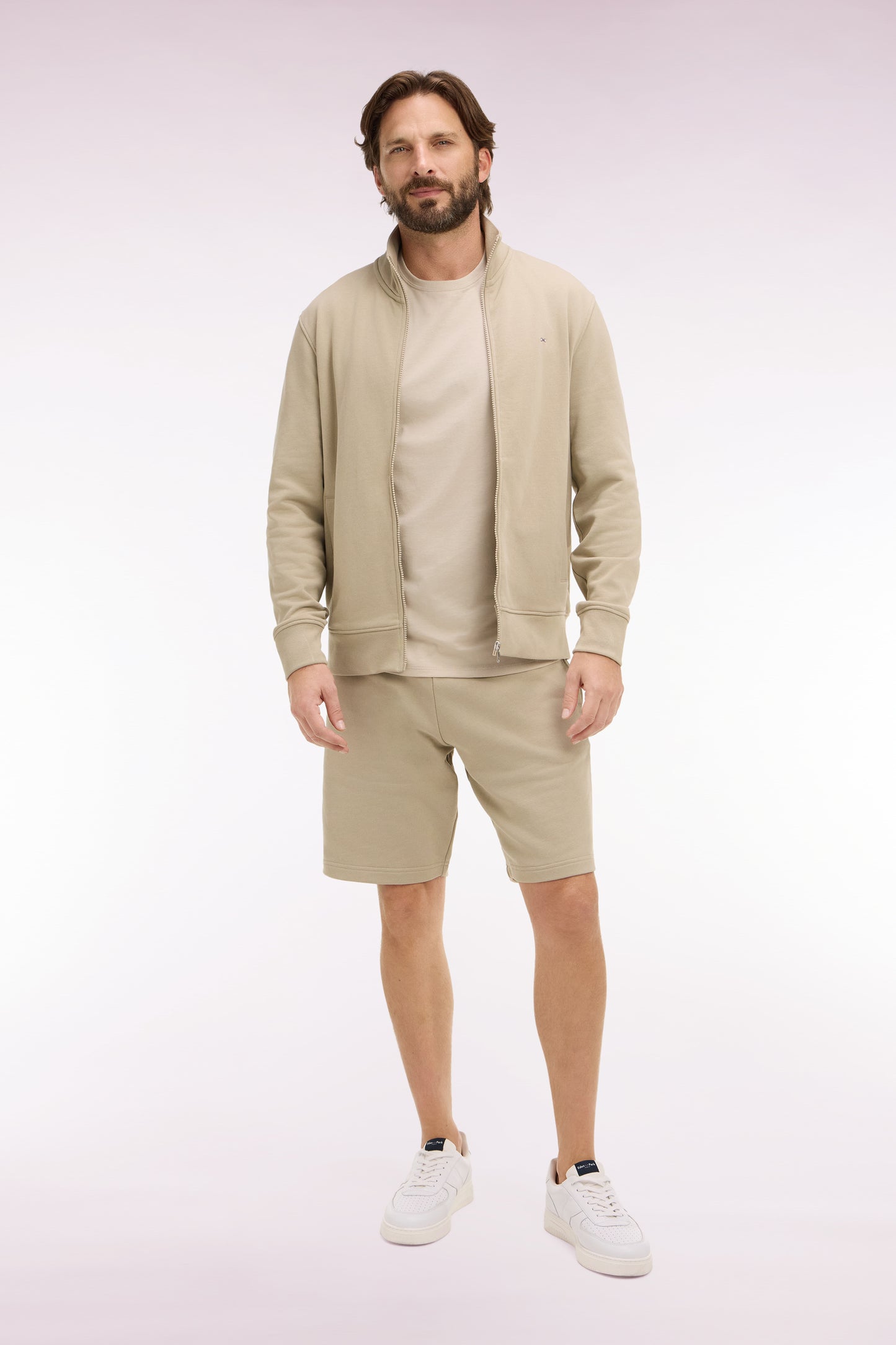 Short en molleton coton beige