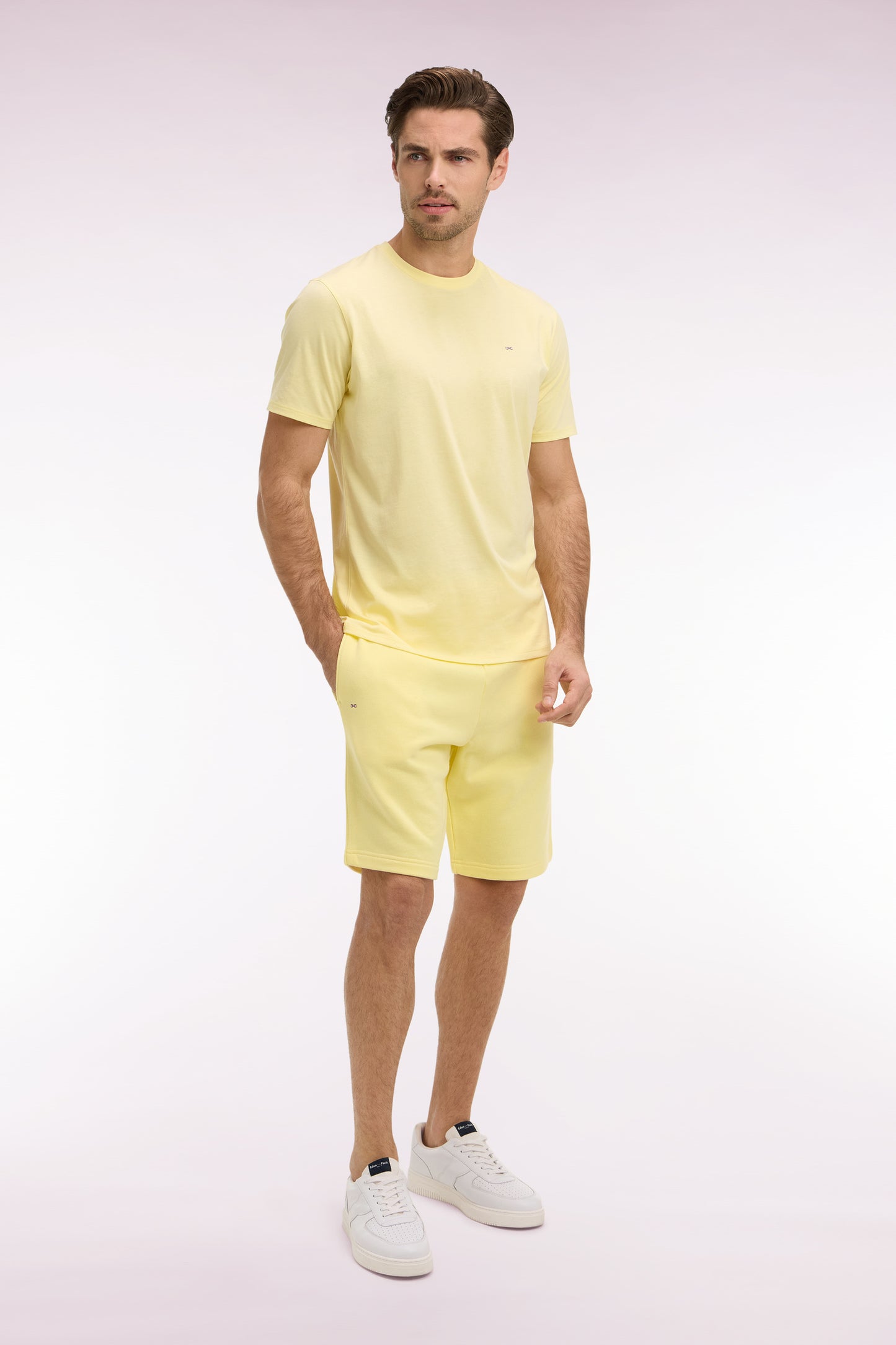 Short en molleton coton jaune clair