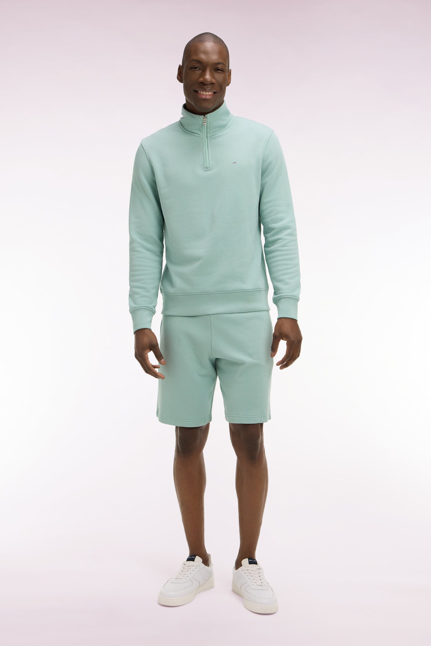 Short en molleton coton vert d'eau
