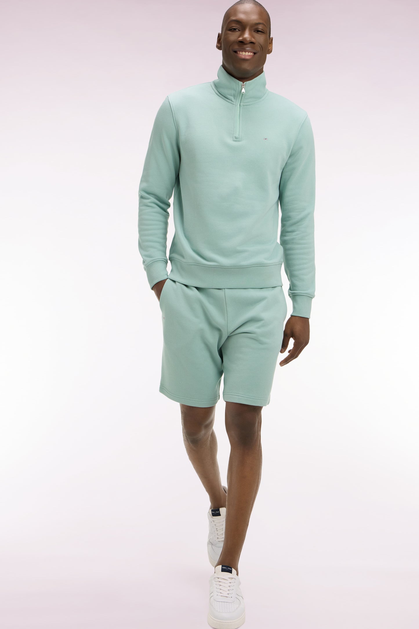 Short en molleton coton vert d'eau