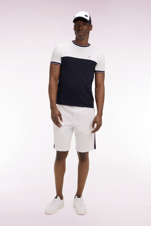 Short en interlock à découpes blanc et marine - Image 3