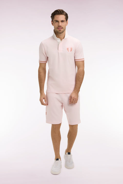 Short en molleton coton rose à broderie blason - Image 3