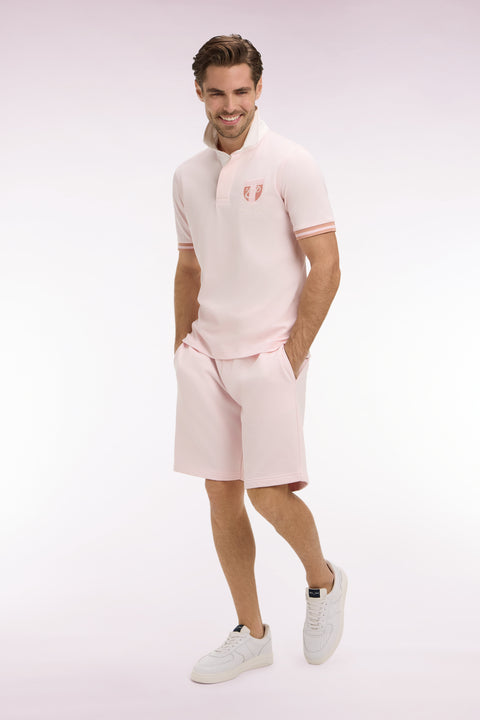 Short en molleton coton rose à broderie blason - Image 1