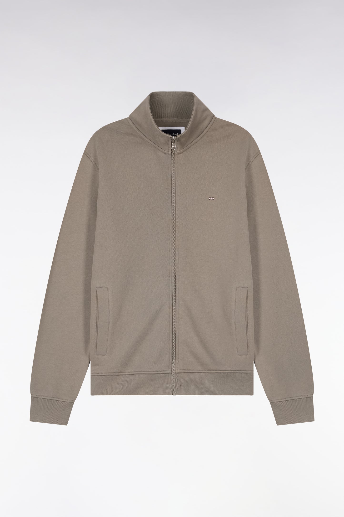 Sweatshirt zippé en molleton coton beige