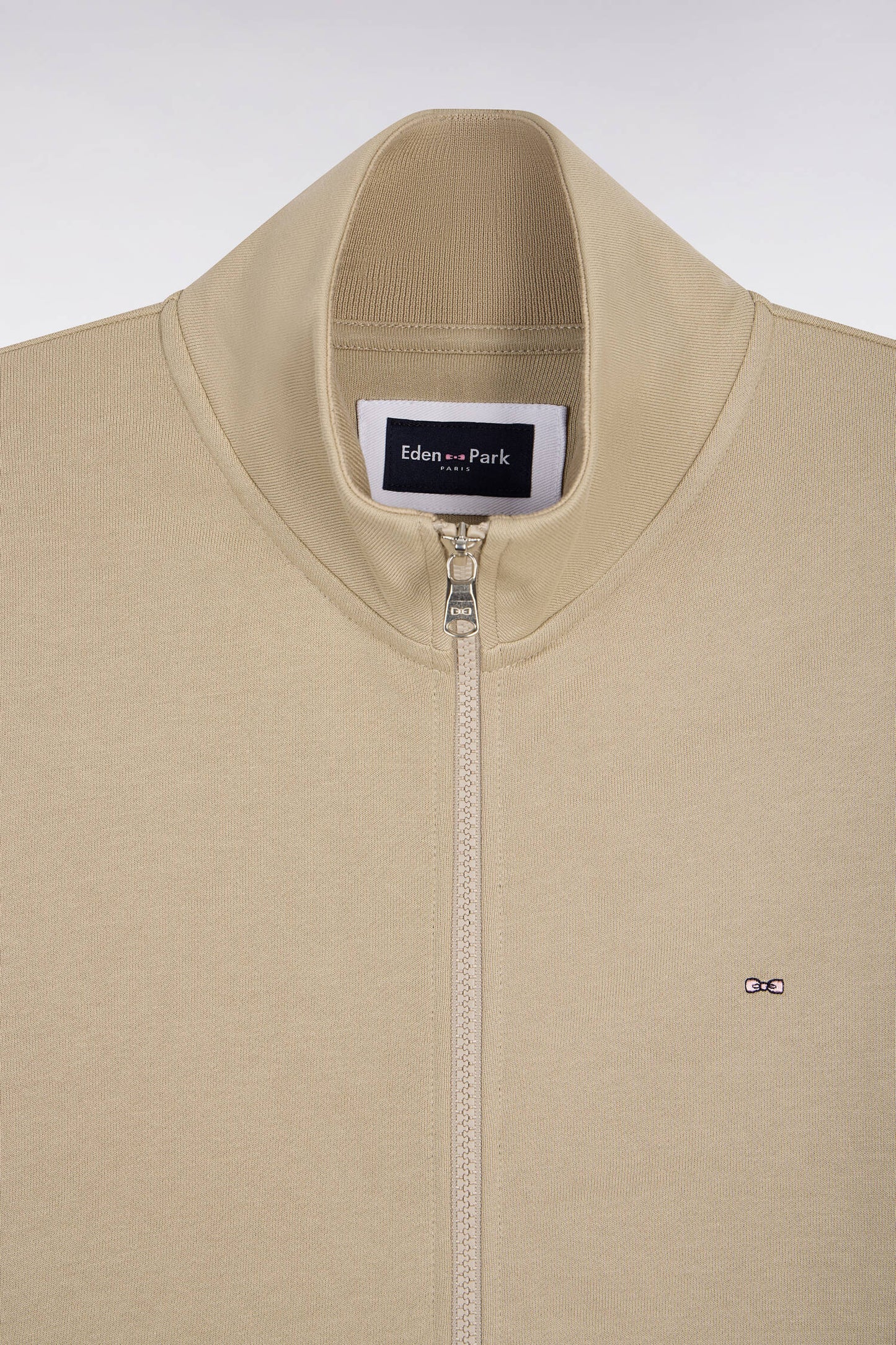 Sweatshirt zippé en molleton coton beige
