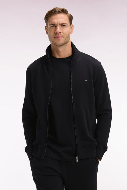 Sweatshirt zippé en molleton coton noir - Image 3