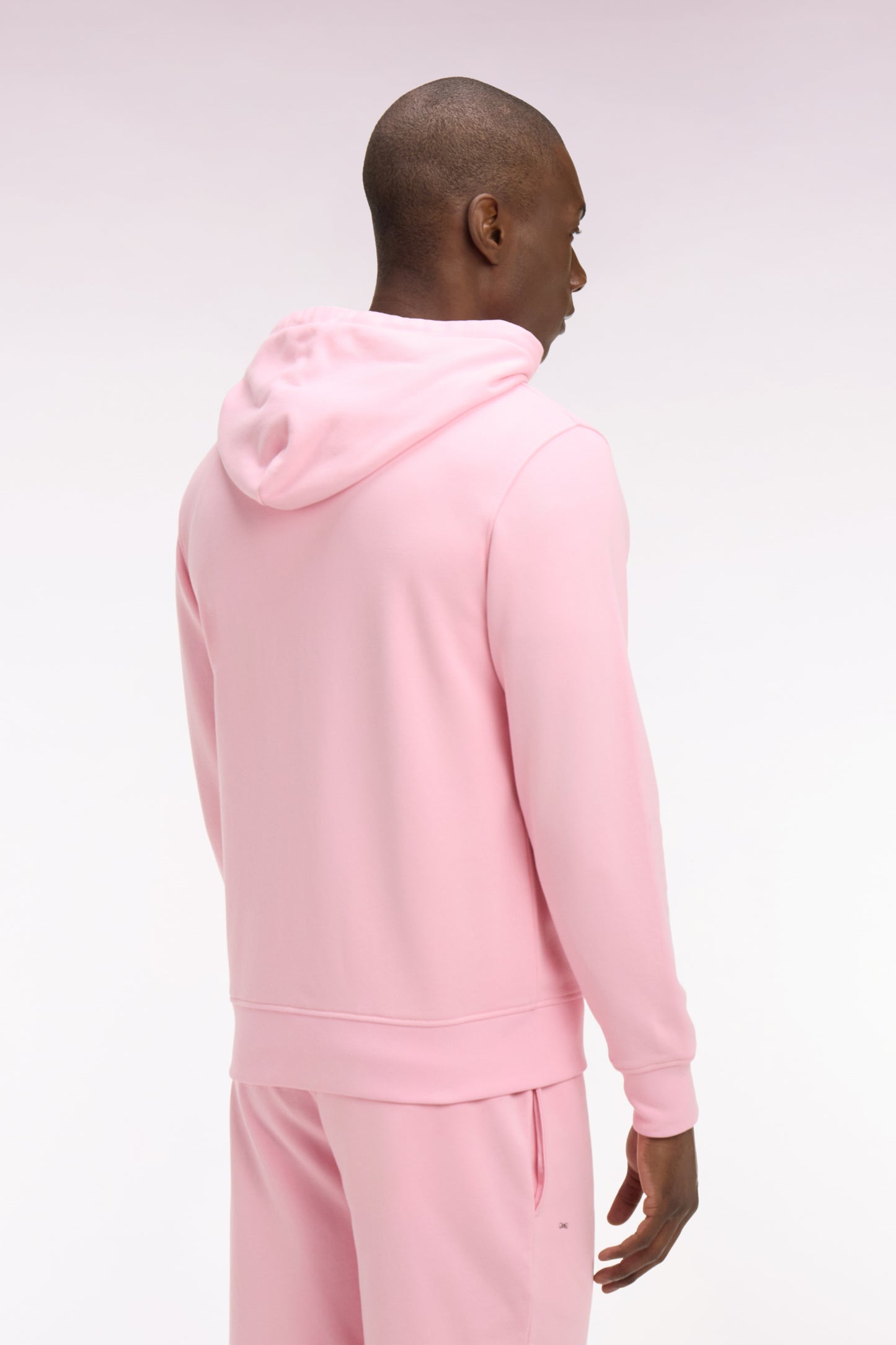 Sweatshirt zippé à capuche en molleton coton rose