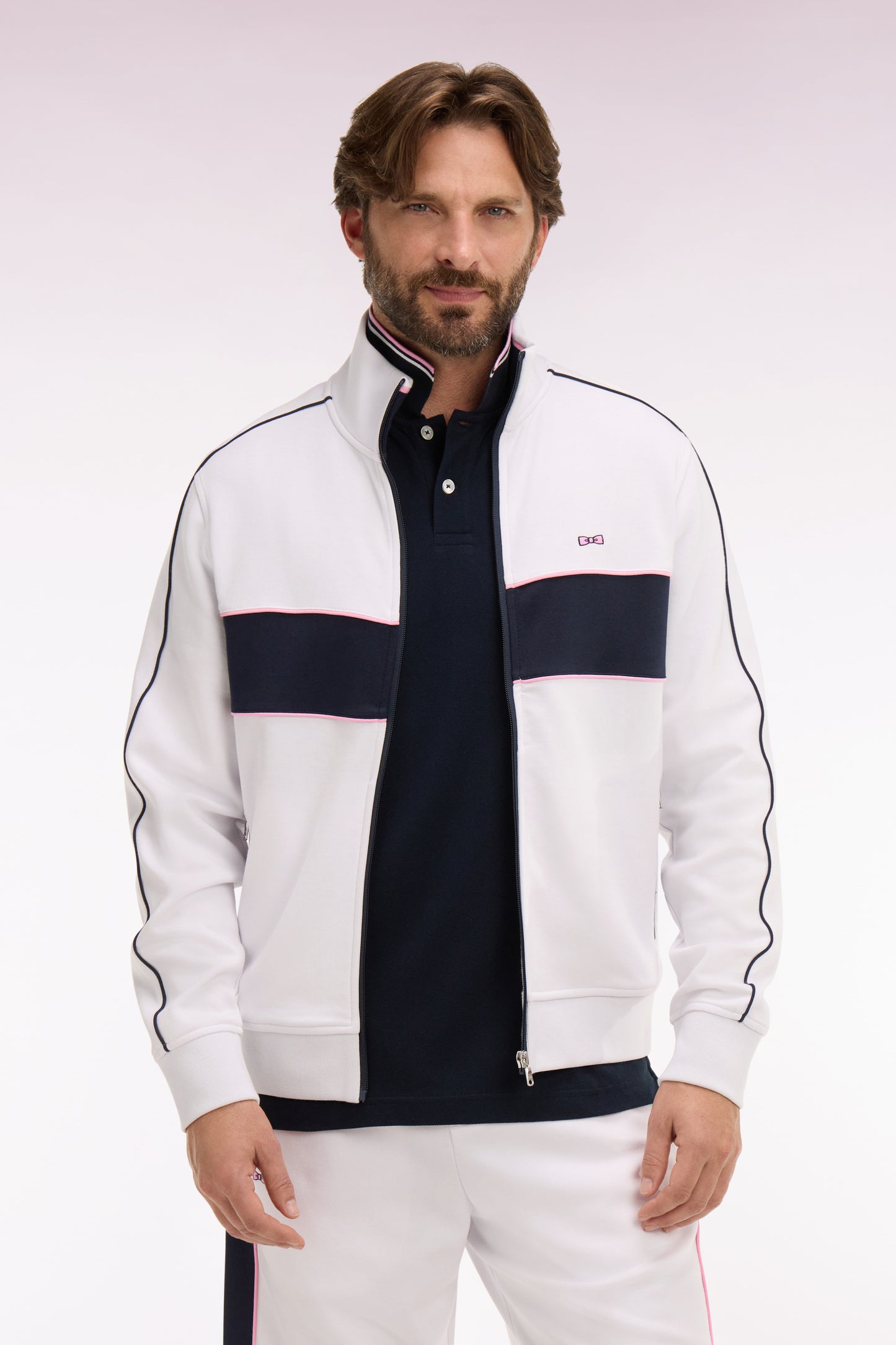 Sweatshirt zippé en molleton blanc