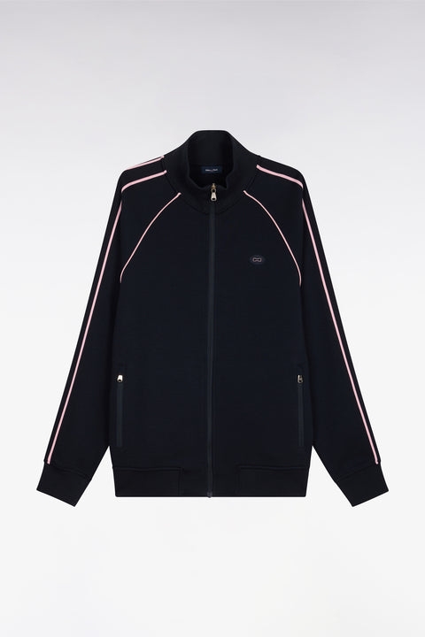 Sweatshirt zippé en interlock marine découpe ruban coupe regular - Image 2