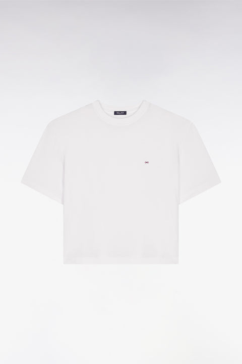 T-shirt à manches courtes en lyocell et coton blanc coupe oversized - Image 2