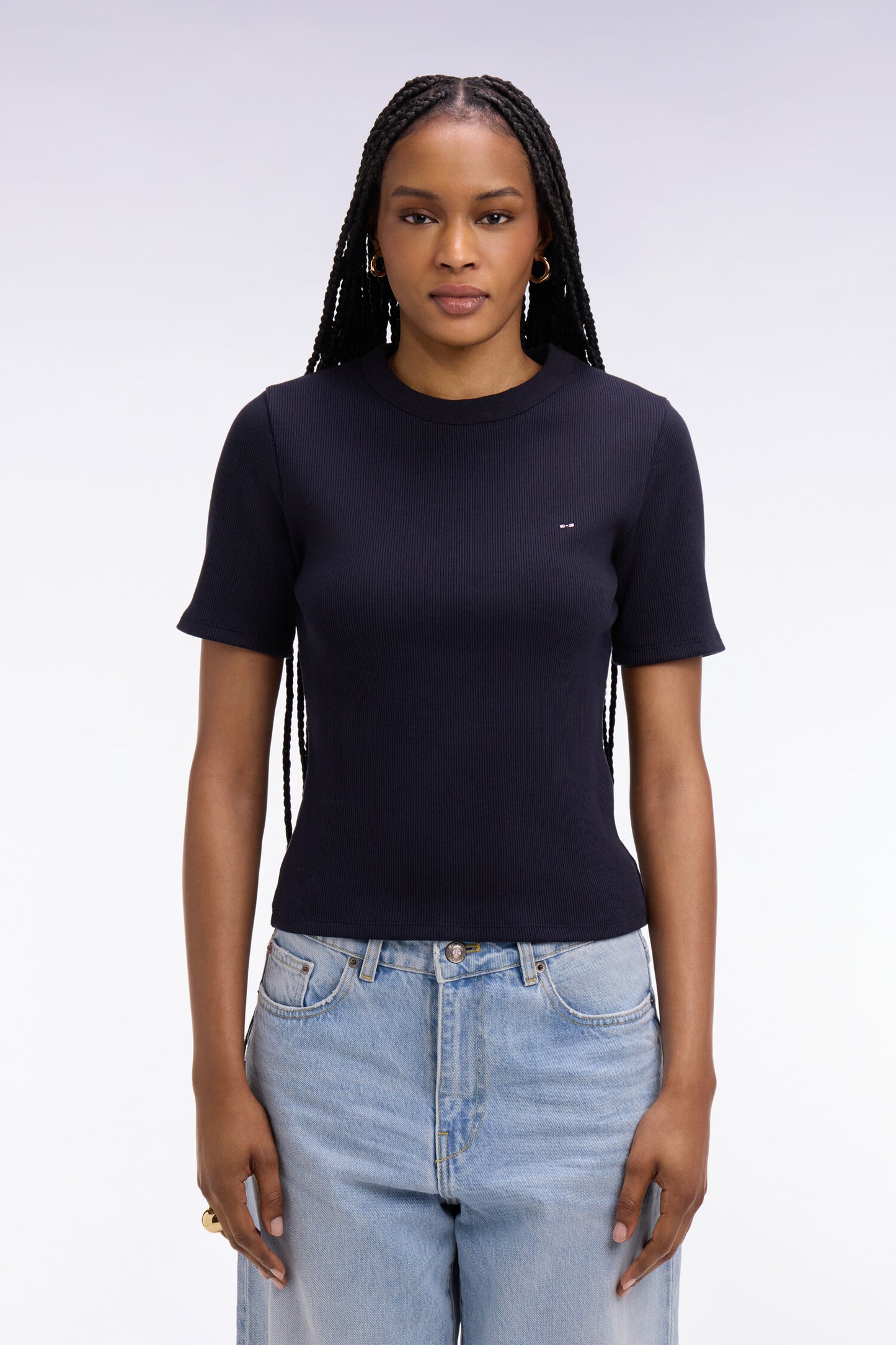 T-shirt col rond à manches courtes marine coupe slim