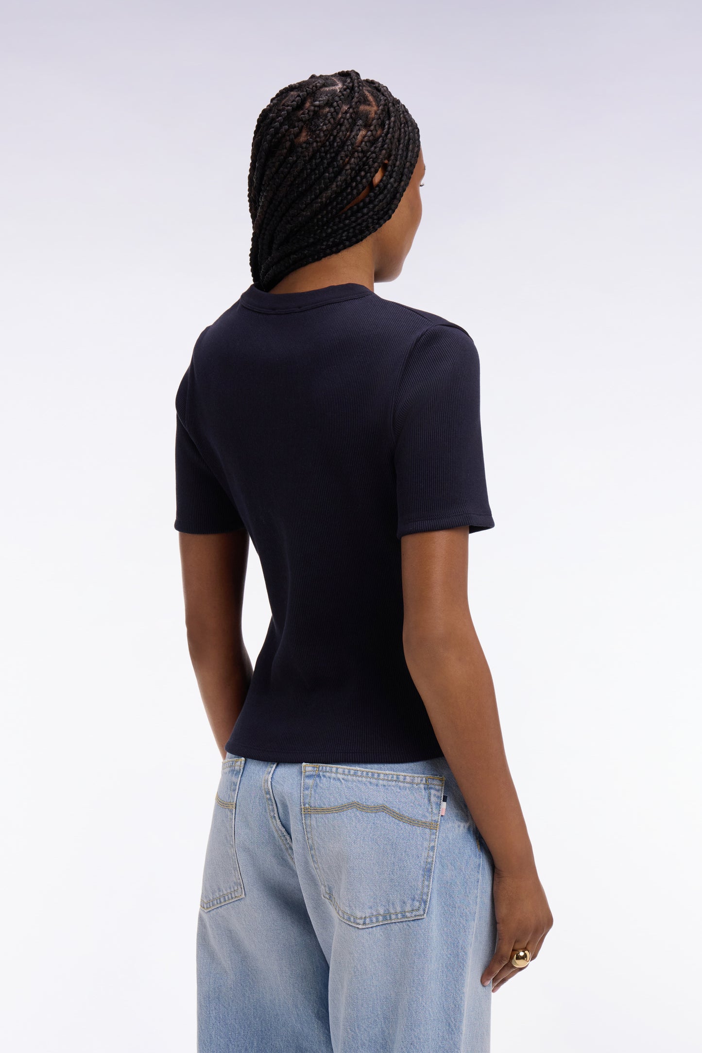 T-shirt col rond à manches courtes marine coupe slim