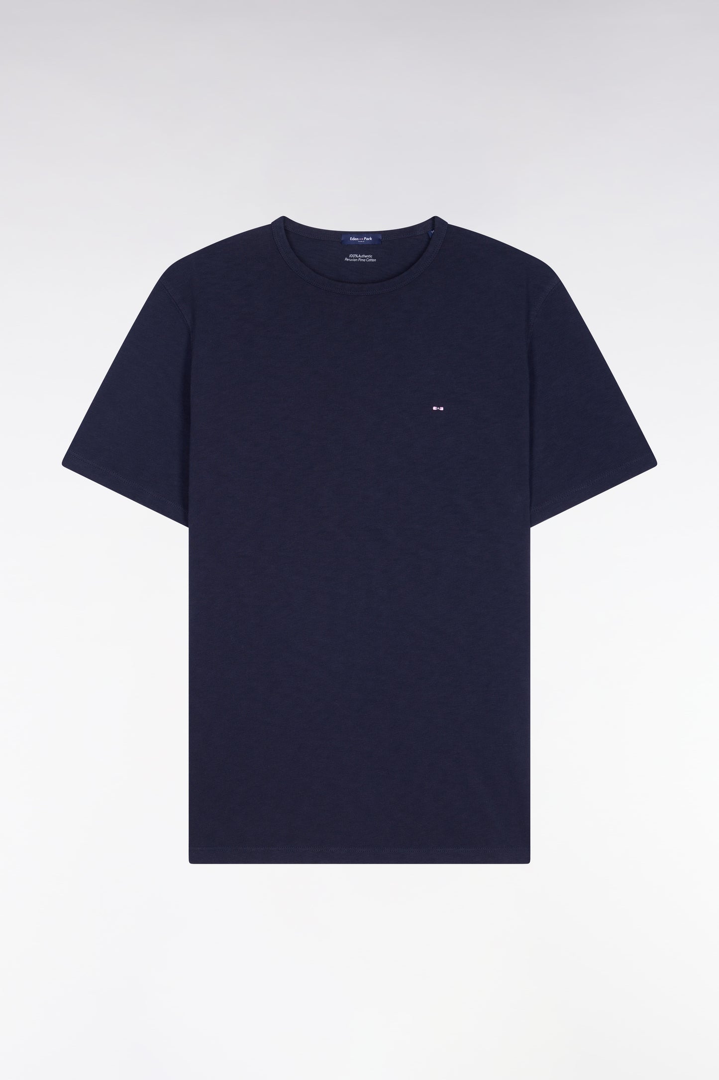 T-shirt à manches courtes en jersey de coton slub marine coupe regular