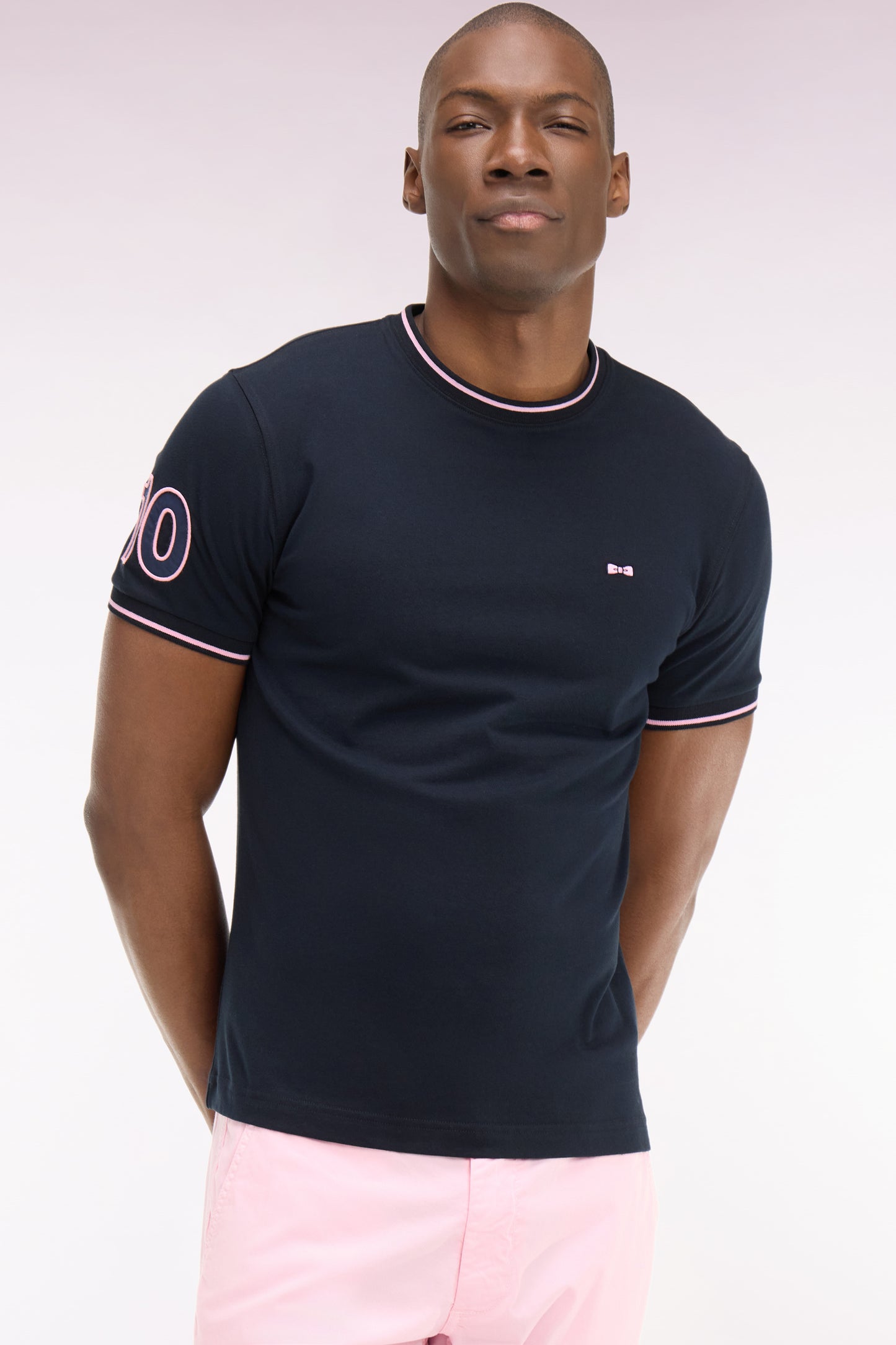 T-shirt à manches courtes en coton marine