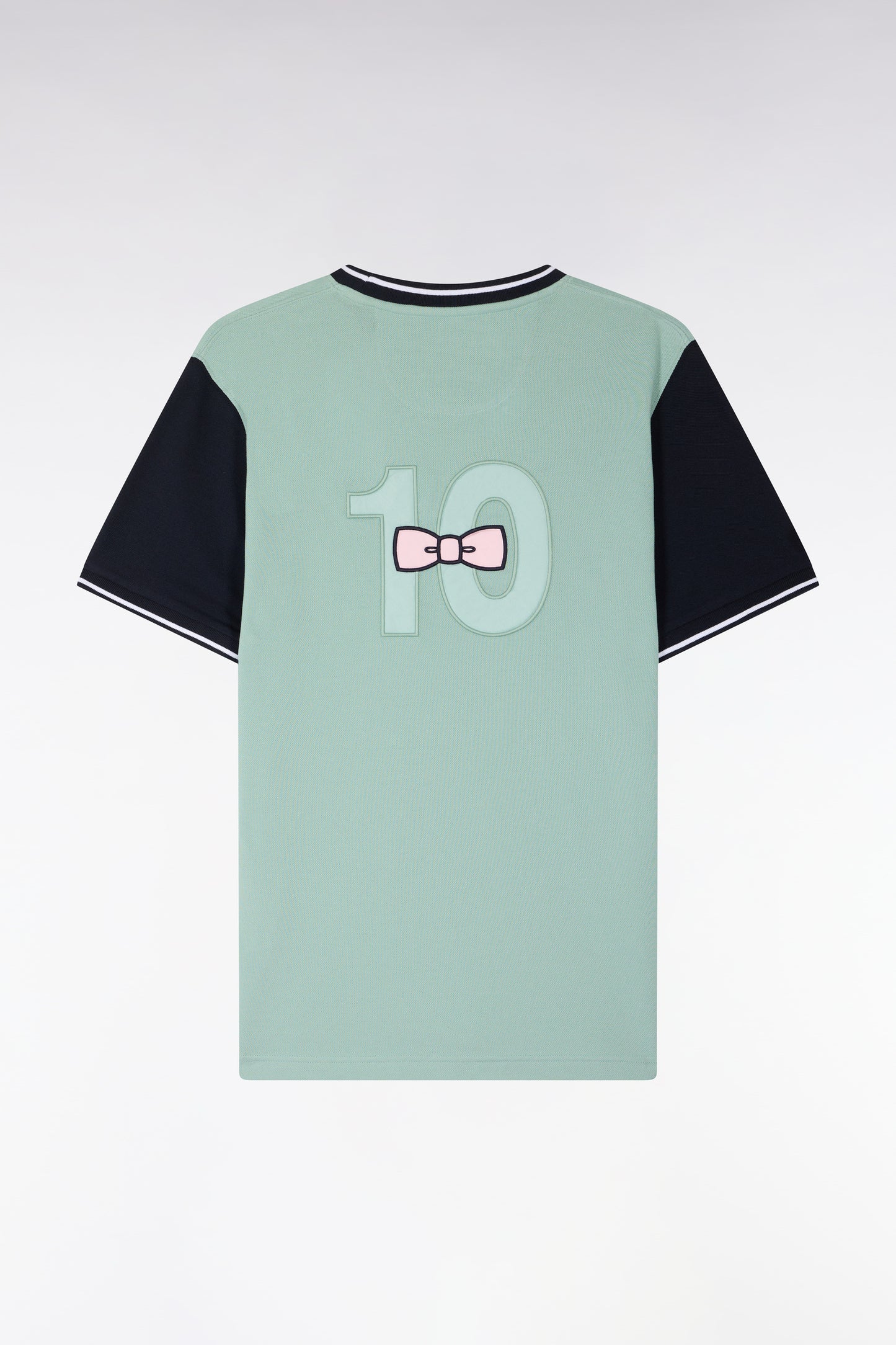 T-shirt à manches courtes en coton vert d'eau brodé coupe regular