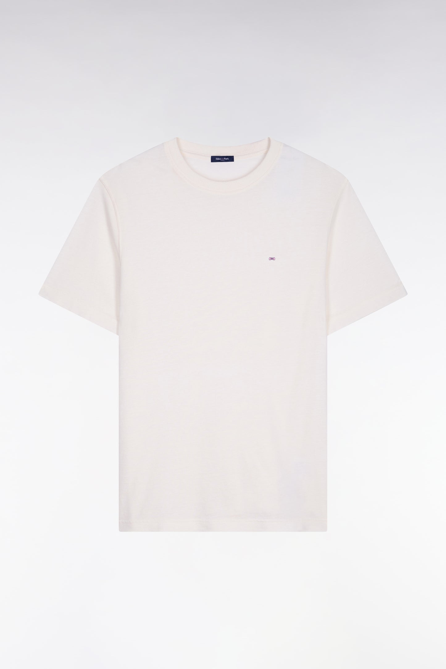 T-shirt à manches courtes en coton et lin écru coupe regular