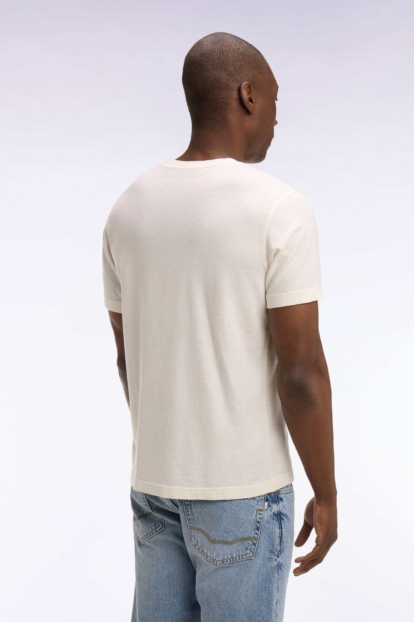 T-shirt à manches courtes en coton et lin écru coupe regular