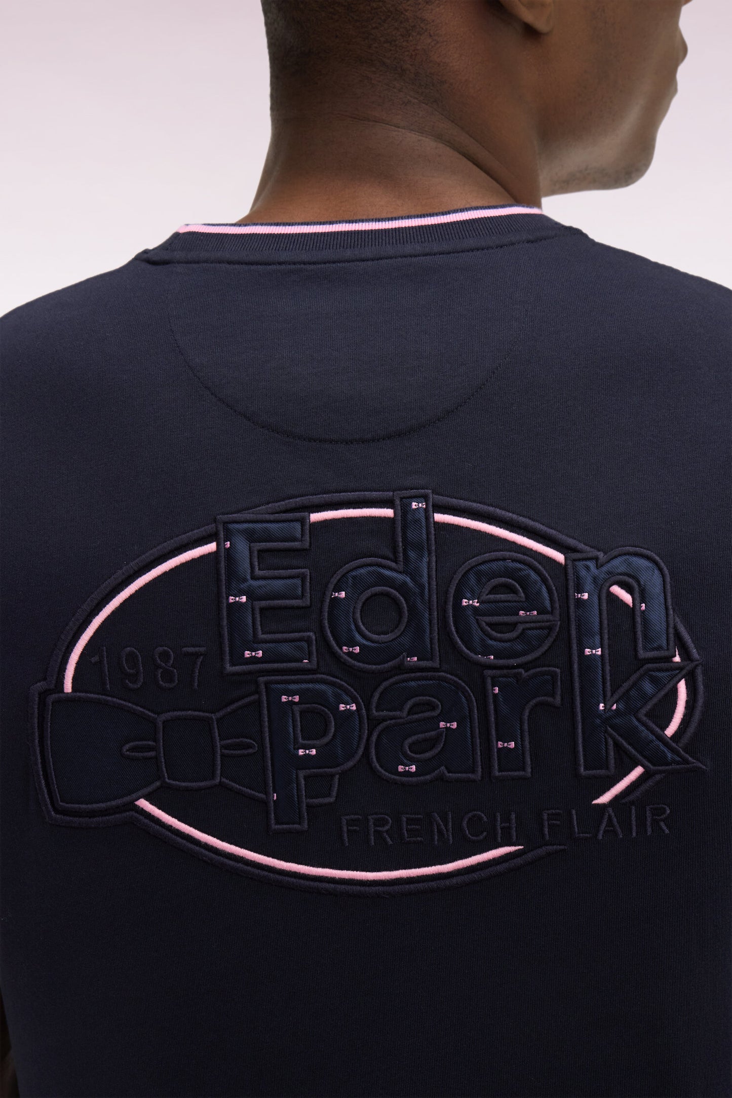 T-shirt à manches courtes en bicolore blanc et marine coupe regular