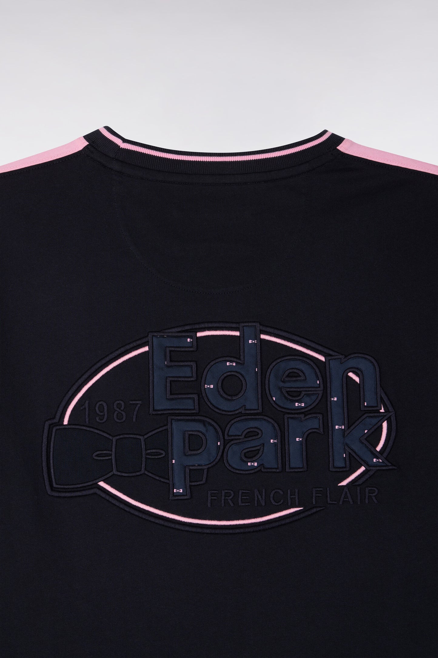 T-shirt à manches courtes en bicolore rose et marine coupe regular