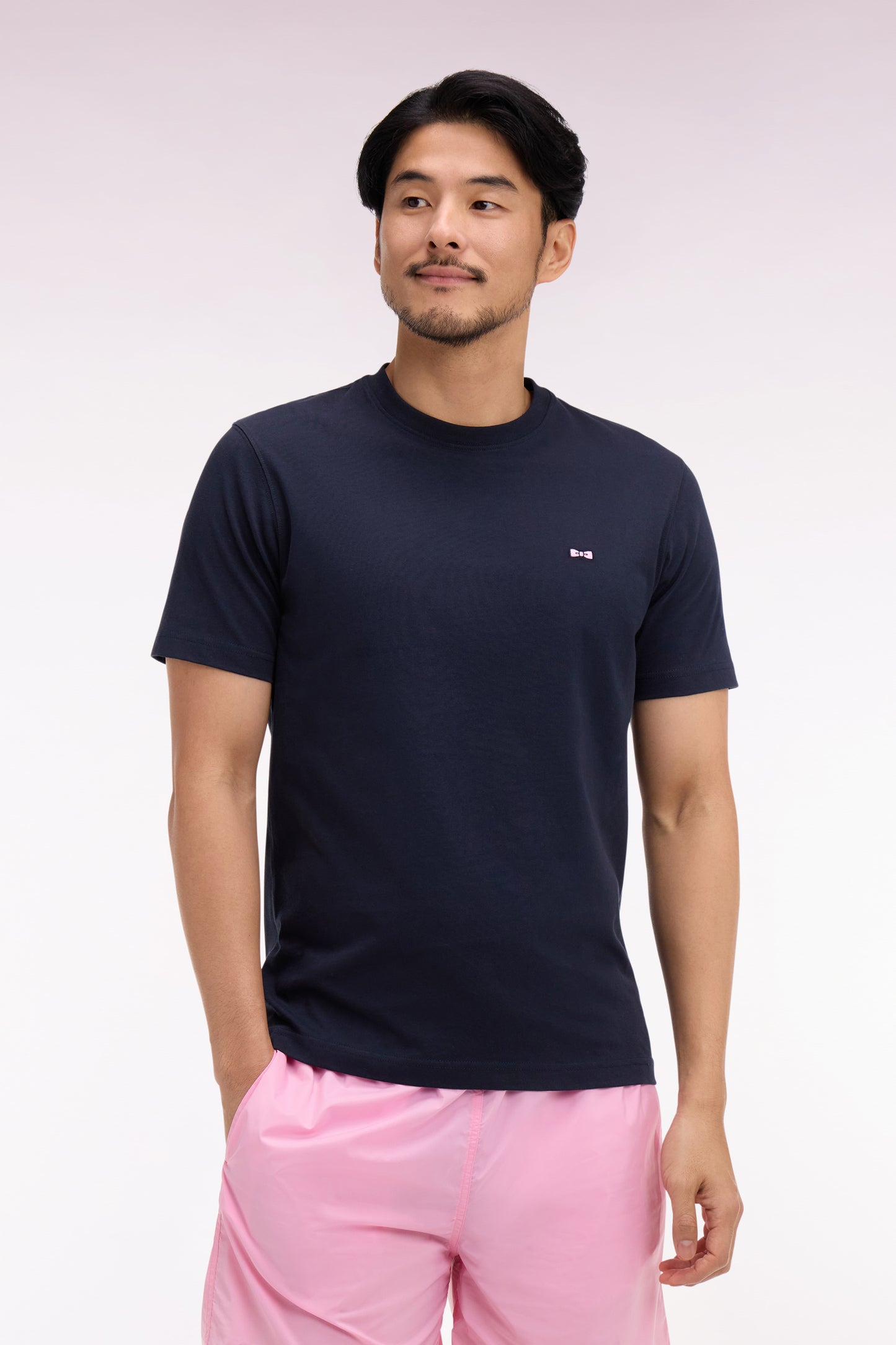 T-shirt à manches courtes marine sérigraphié coupe regular