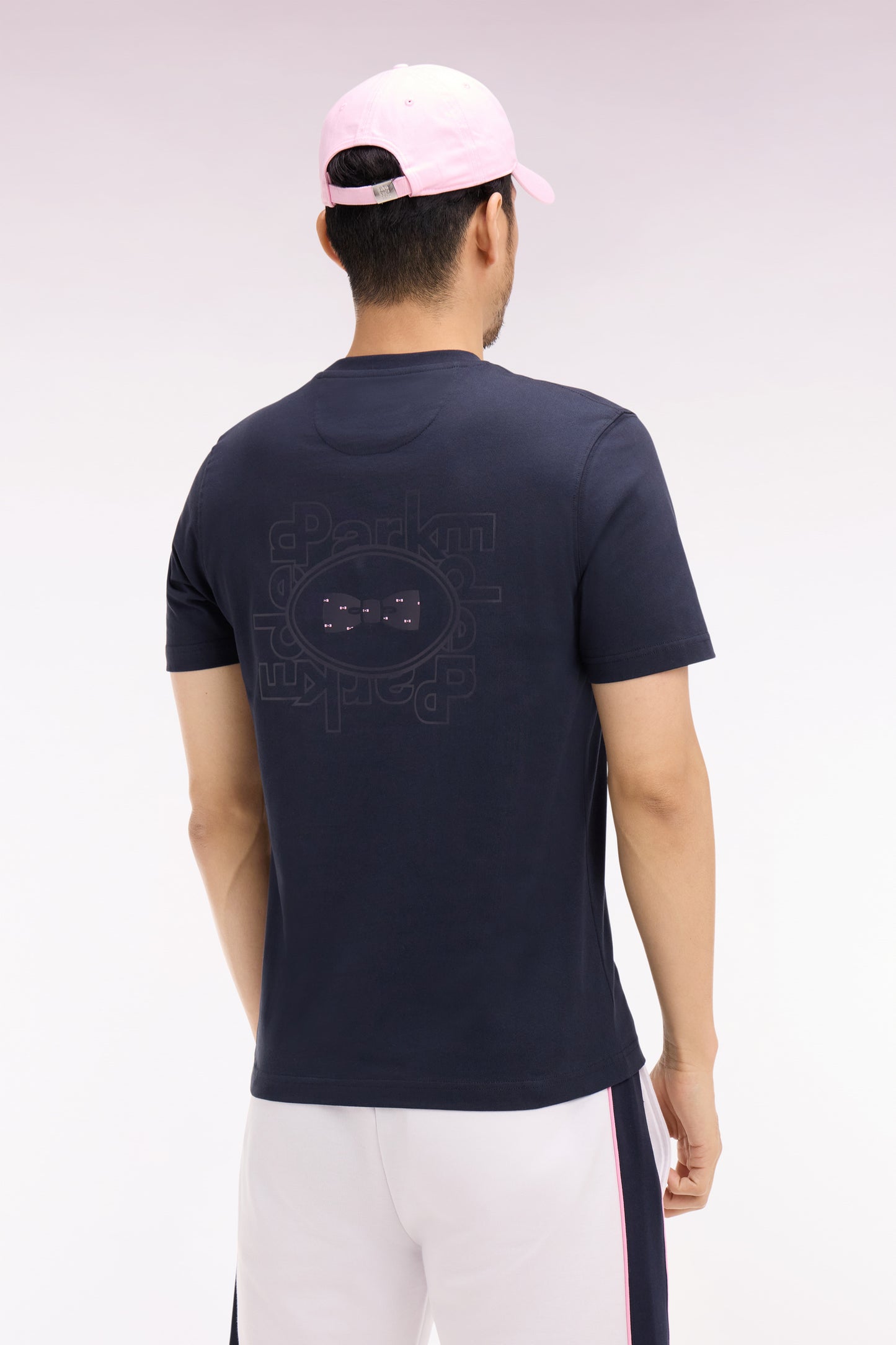 T-shirt à manches courtes marine sérigraphié coupe regular