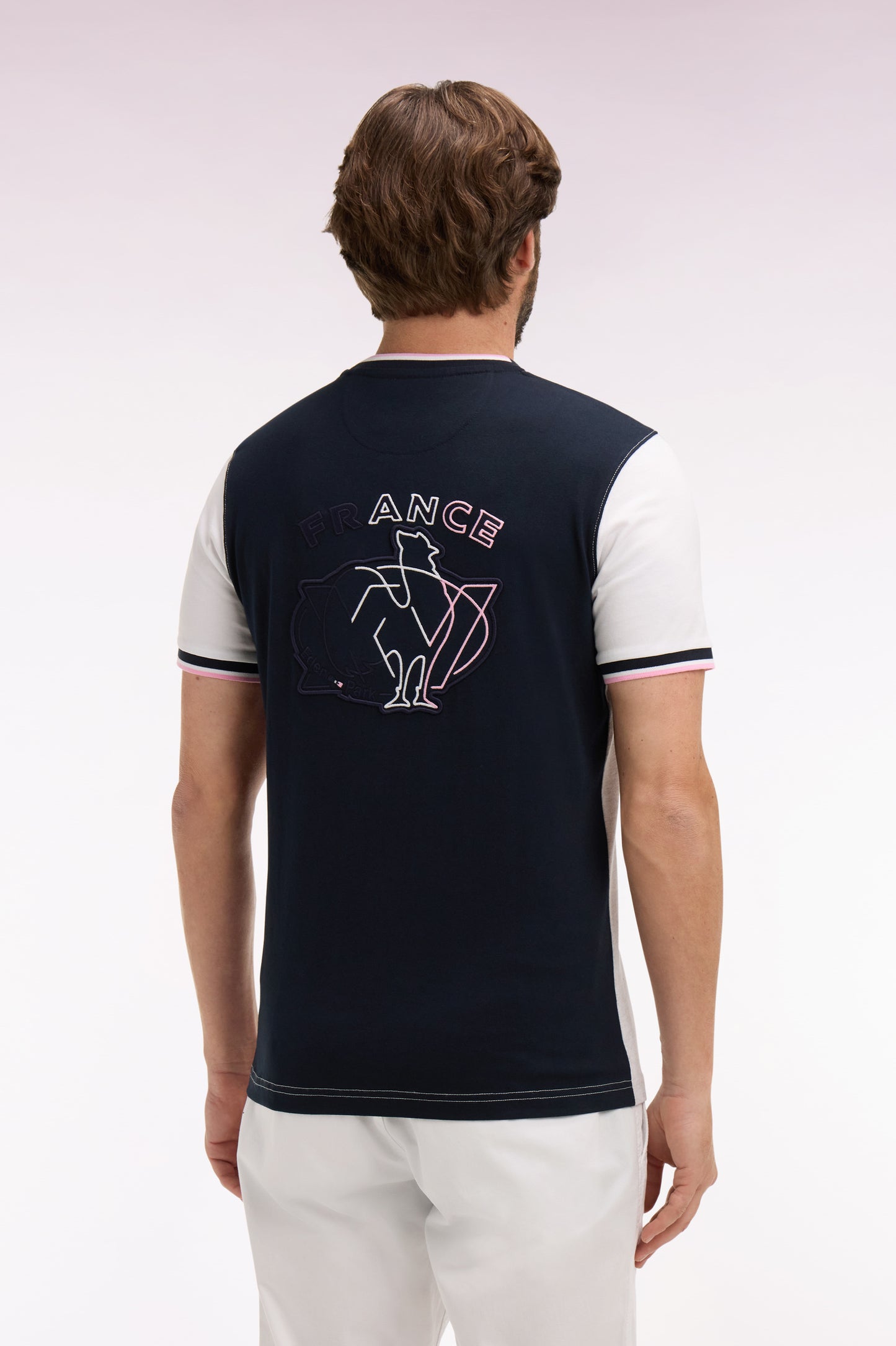 T-shirt XV de France à manches courtes en coton gris brodé coupe regular