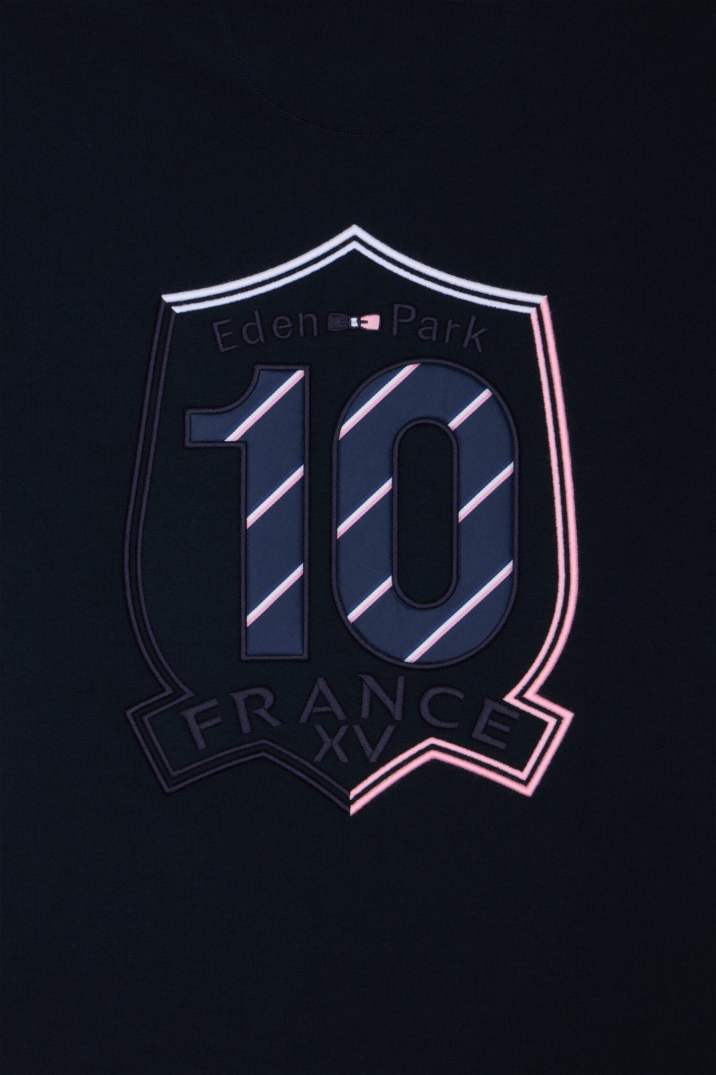 T-shirt XV de France à manches courtes en coton blanc brodé coupe regular