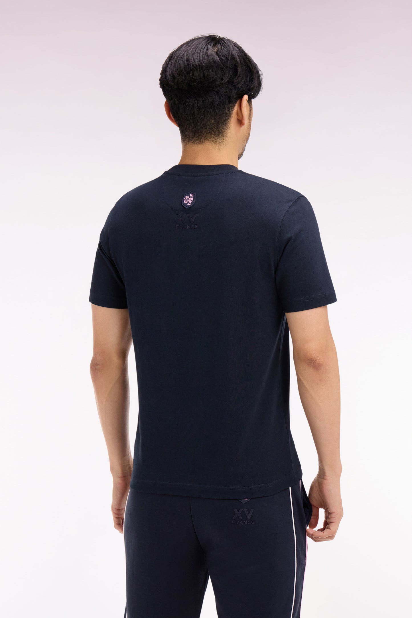 T-shirt XV de France à manches courtes en coton marine sérigraphié coupe regular