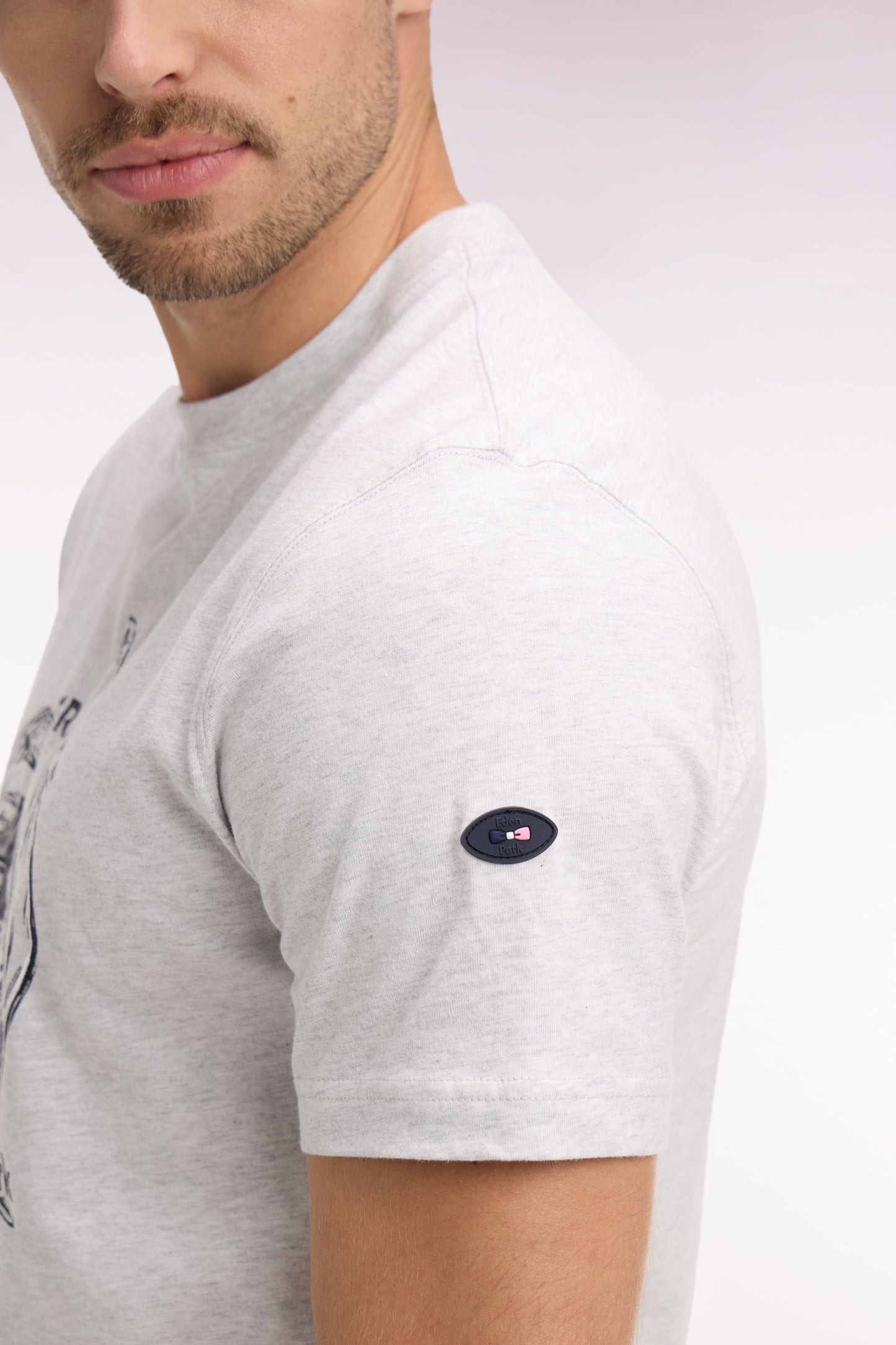 T-shirt XV de France à manches courtes sérigraphié en coton gris coupe regular