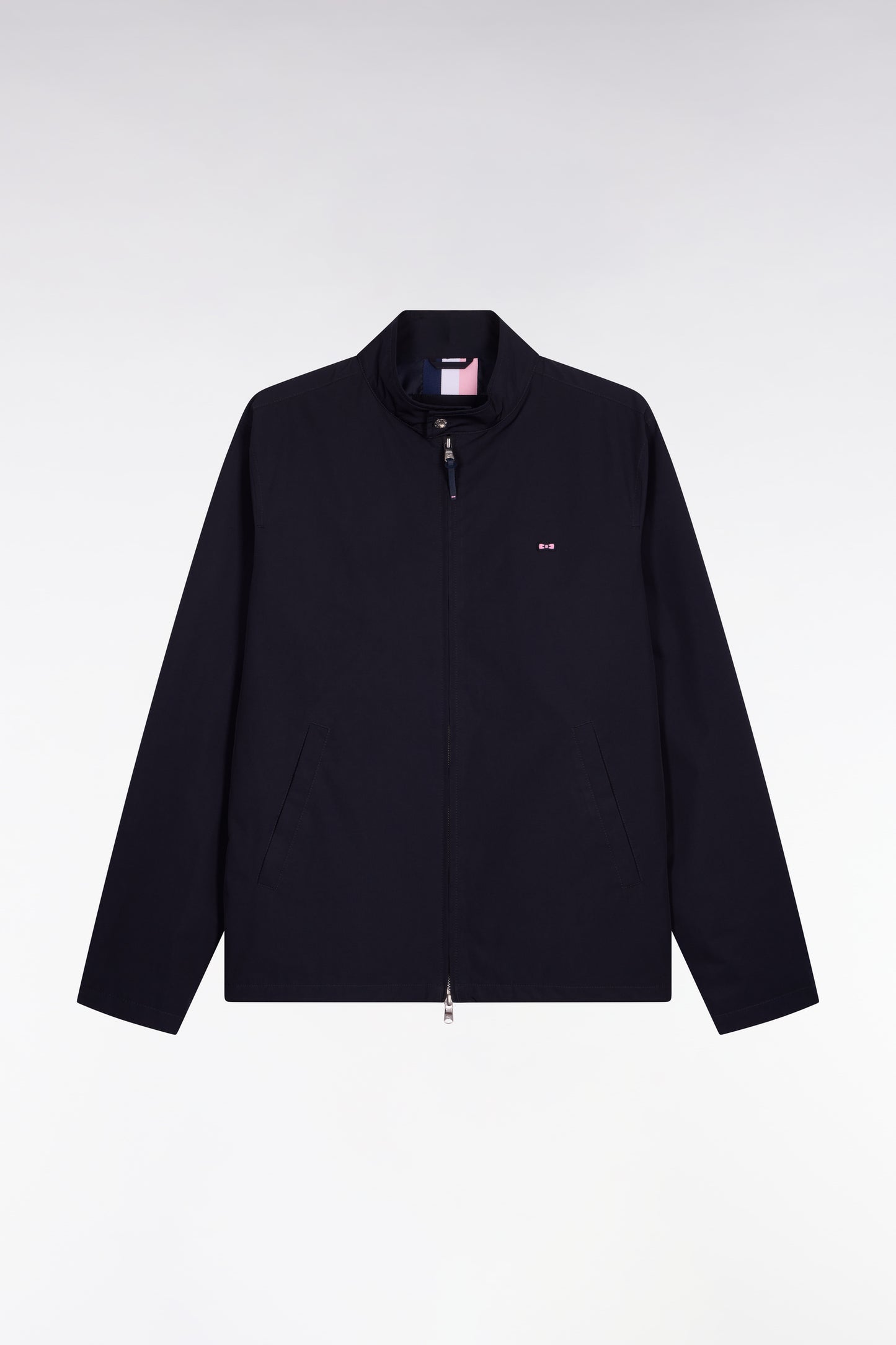 Blouson à col motard en nylon marine