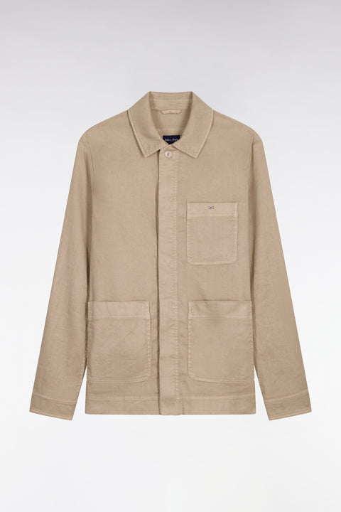 Surchemise en lin et coton beige - Image 2