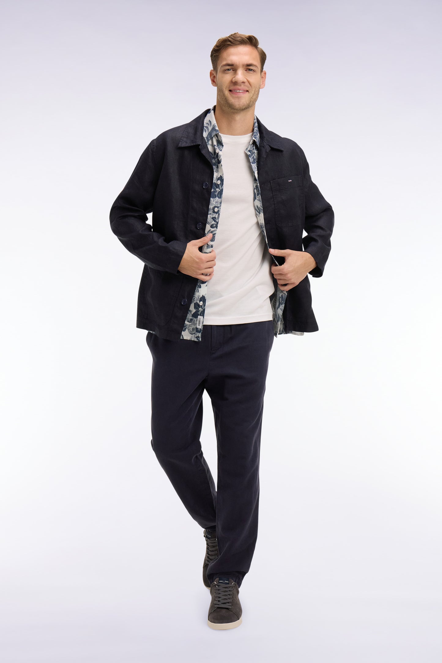 Surchemise en lin et coton marine