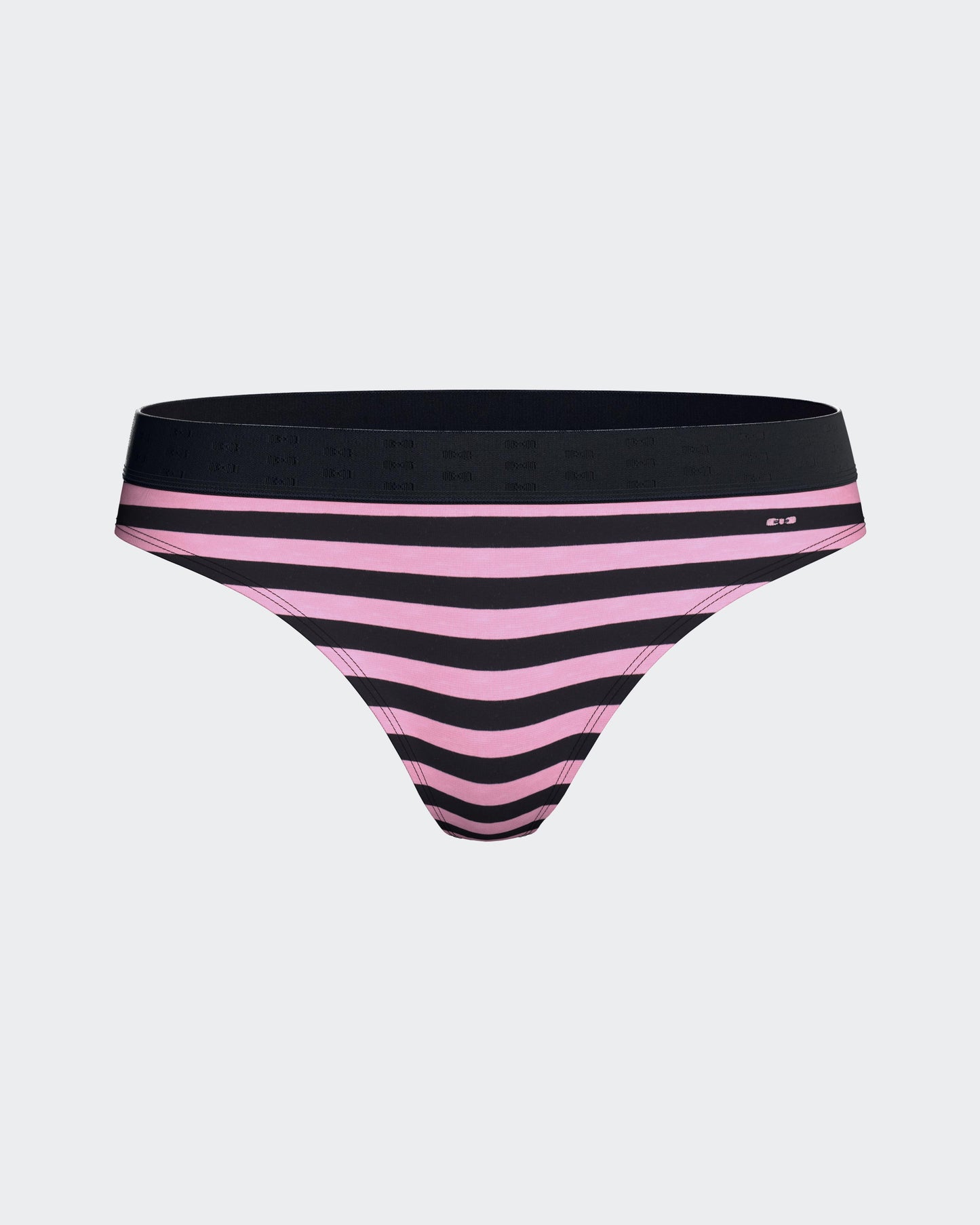 Culotte tanga en coton stretch rayé marine et rose