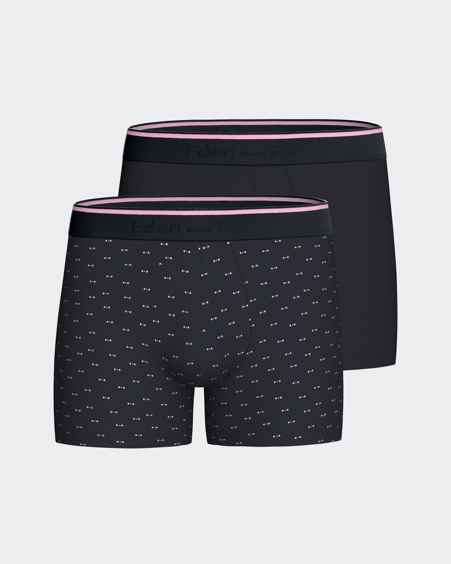 Lot de deux boxers en jersey de coton stretch marine uni et micromotifs