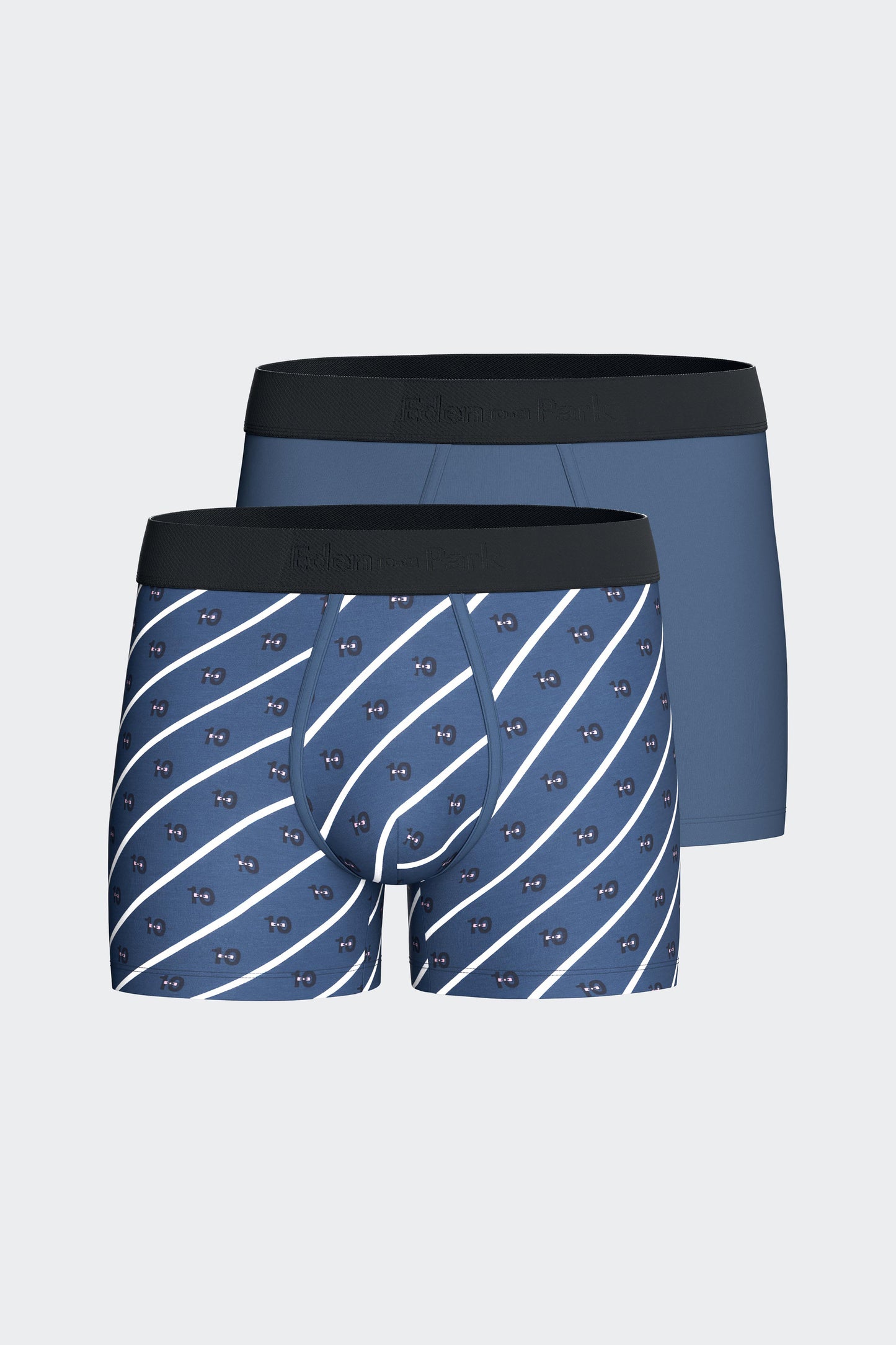 Lot de deux boxers en jersey de coton stretch marine uni et marine micromotifs 10