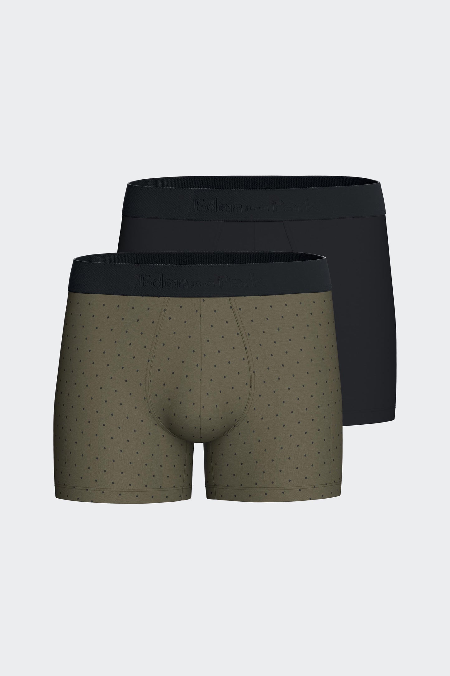 Lot de deux boxers en jersey de coton stretch marine et kaki imprimé pois